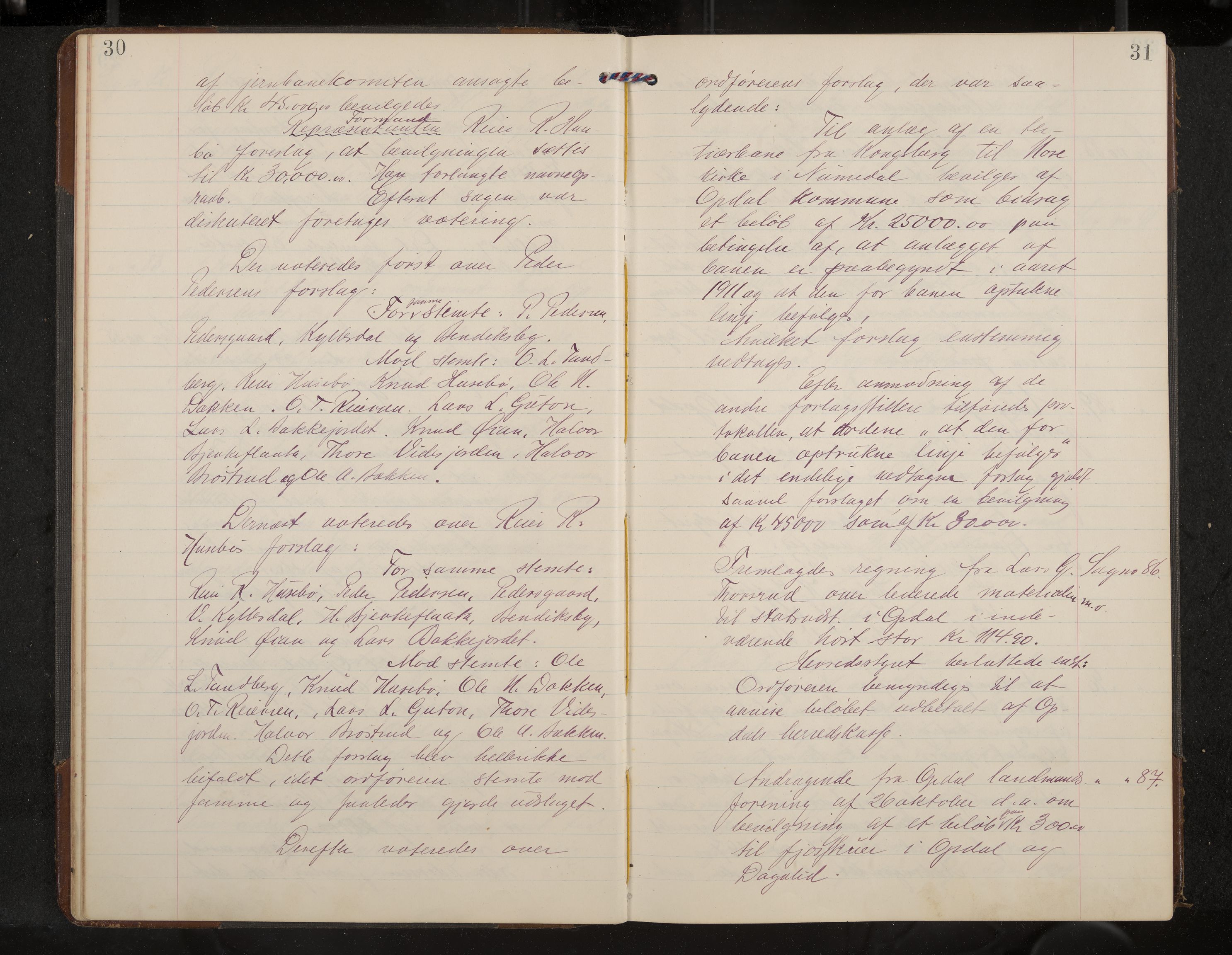 Uvdal formannskap og sentraladministrasjon, IKAK/0634021/A/Aa/L0002: Møtebok, 1909-1915, s. 30-31