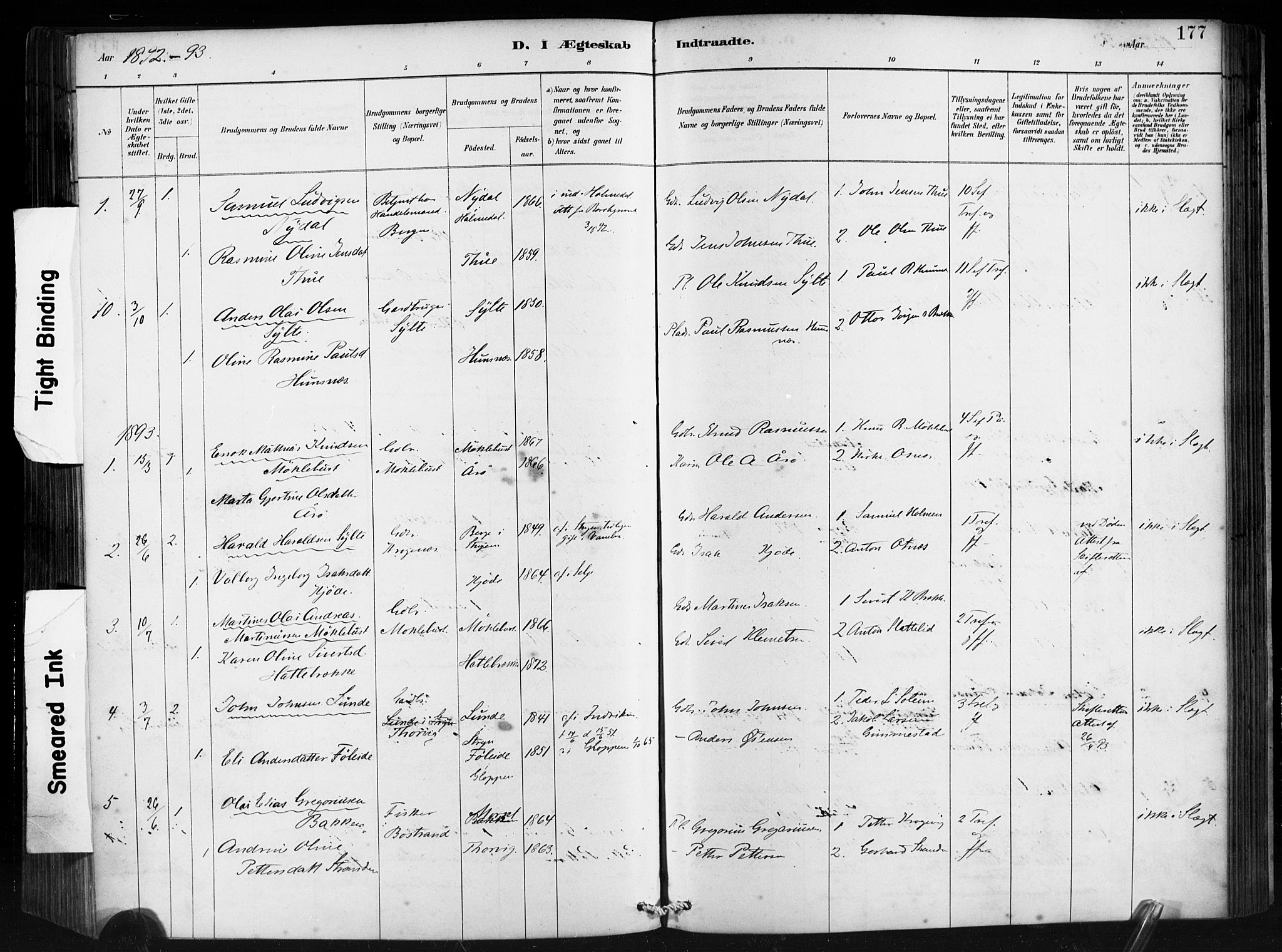 Ministerialprotokoller, klokkerbøker og fødselsregistre - Møre og Romsdal, SAT/A-1454/501/L0008: Ministerialbok nr. 501A08, 1885-1901, s. 177