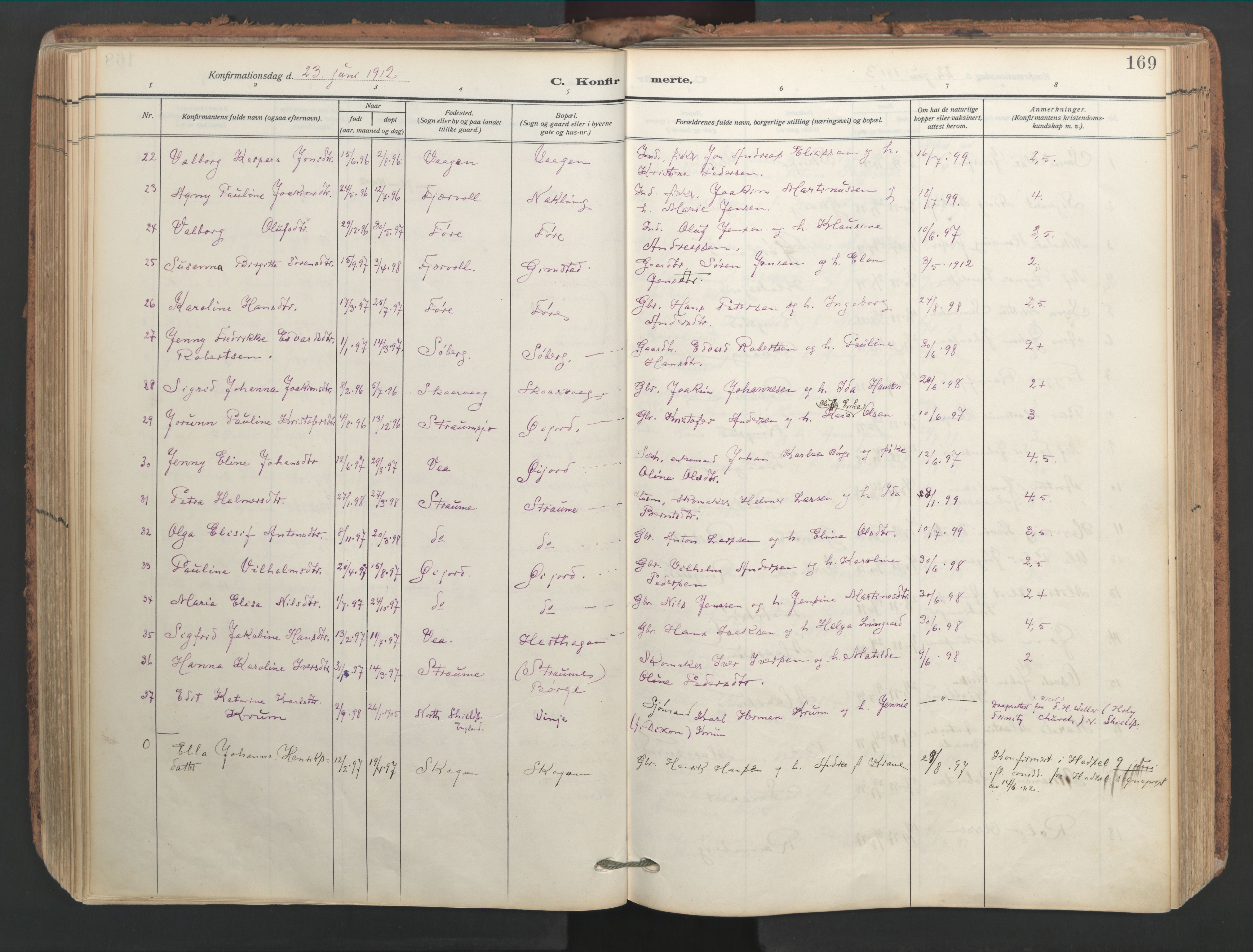 Ministerialprotokoller, klokkerbøker og fødselsregistre - Nordland, AV/SAT-A-1459/891/L1306: Ministerialbok nr. 891A11, 1911-1927, s. 169