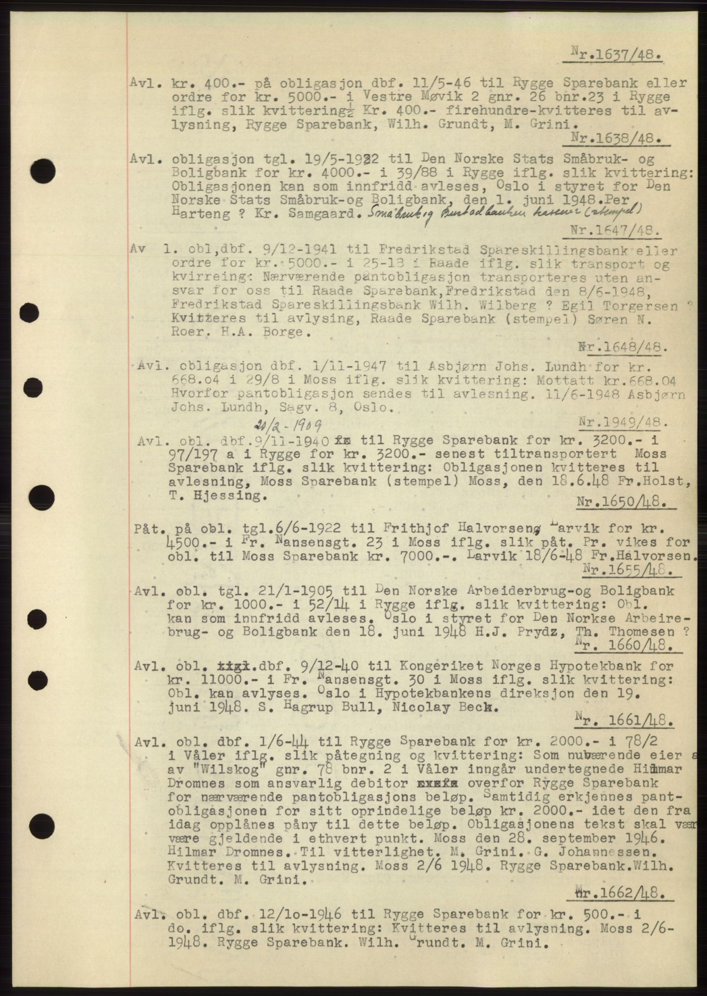 Moss sorenskriveri, SAO/A-10168: Pantebok nr. C10, 1938-1950, Dagboknr: 1637/1948