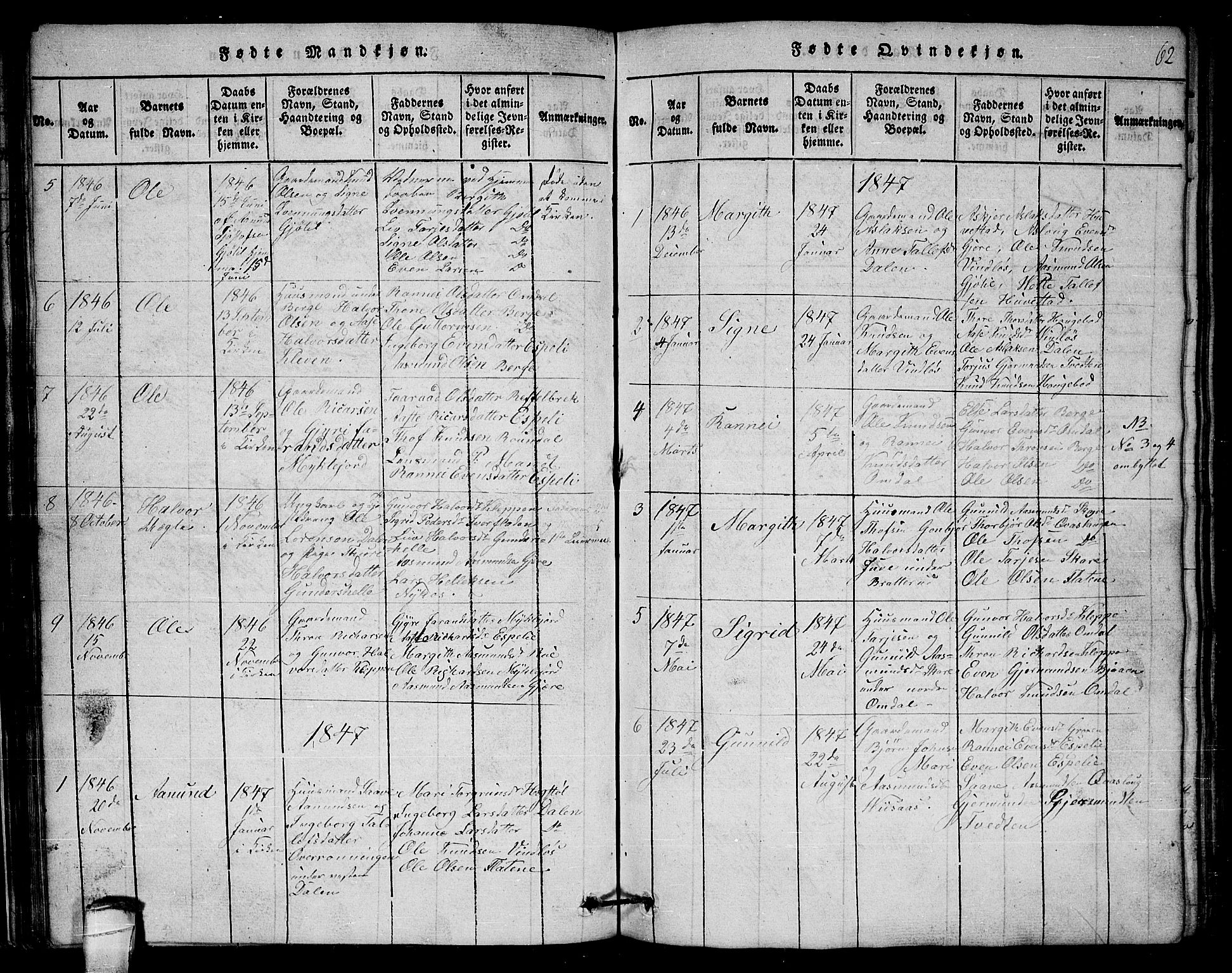 Lårdal kirkebøker, AV/SAKO-A-284/G/Gb/L0001: Klokkerbok nr. II 1, 1815-1865, s. 62