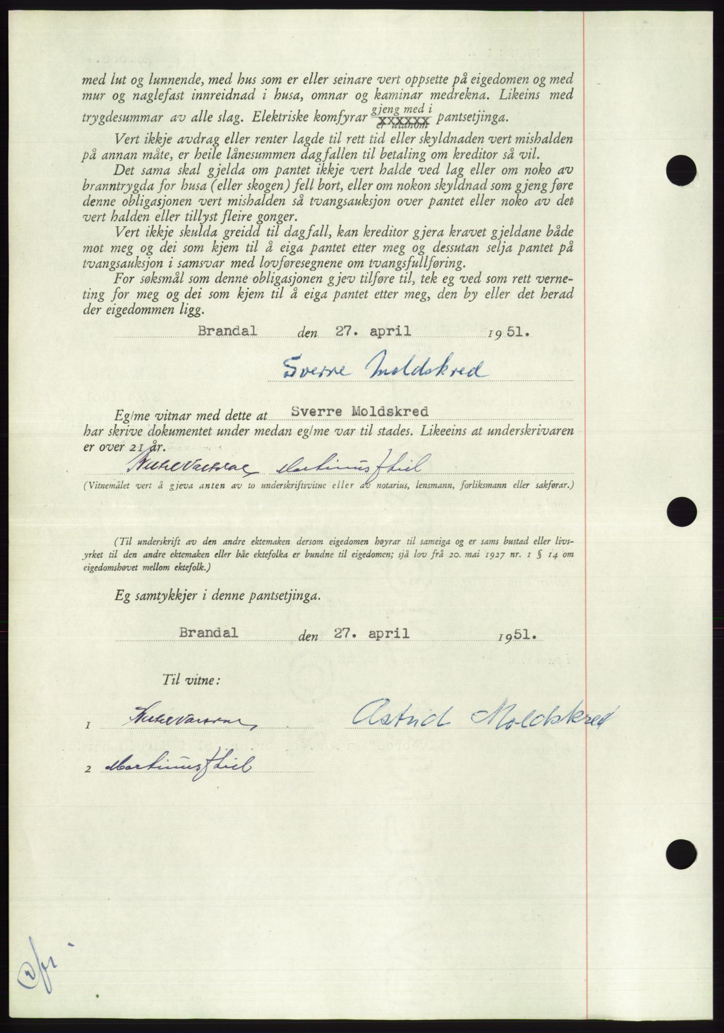 Søre Sunnmøre sorenskriveri, AV/SAT-A-4122/1/2/2C/L0120: Pantebok nr. 8B, 1951-1951, Dagboknr: 750/1951