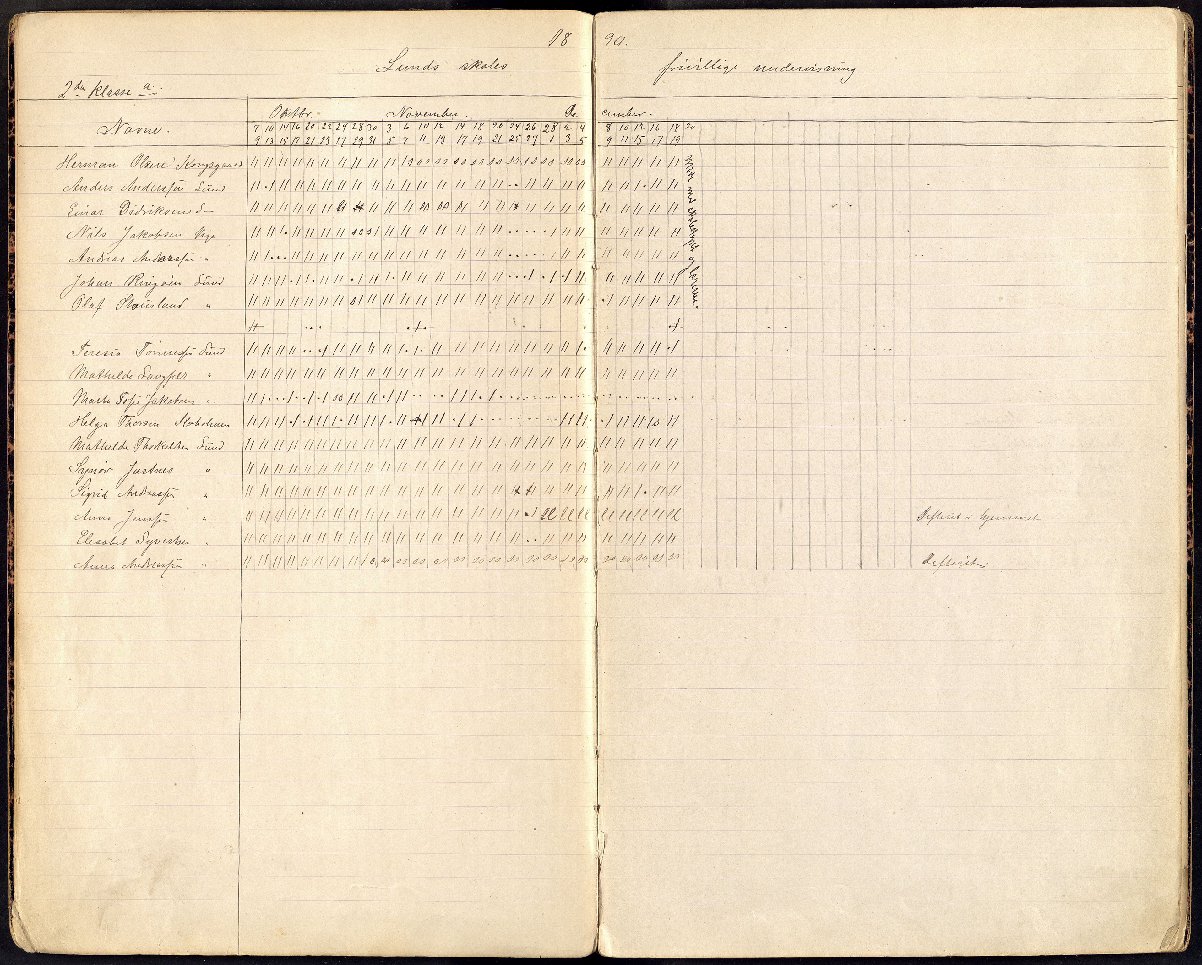 Oddernes kommune - Lund/Lahelle skolekrets, ARKSOR/1001OD556/I/L0005: Dagbok - Lund/Lahelle skole, 1890-1894