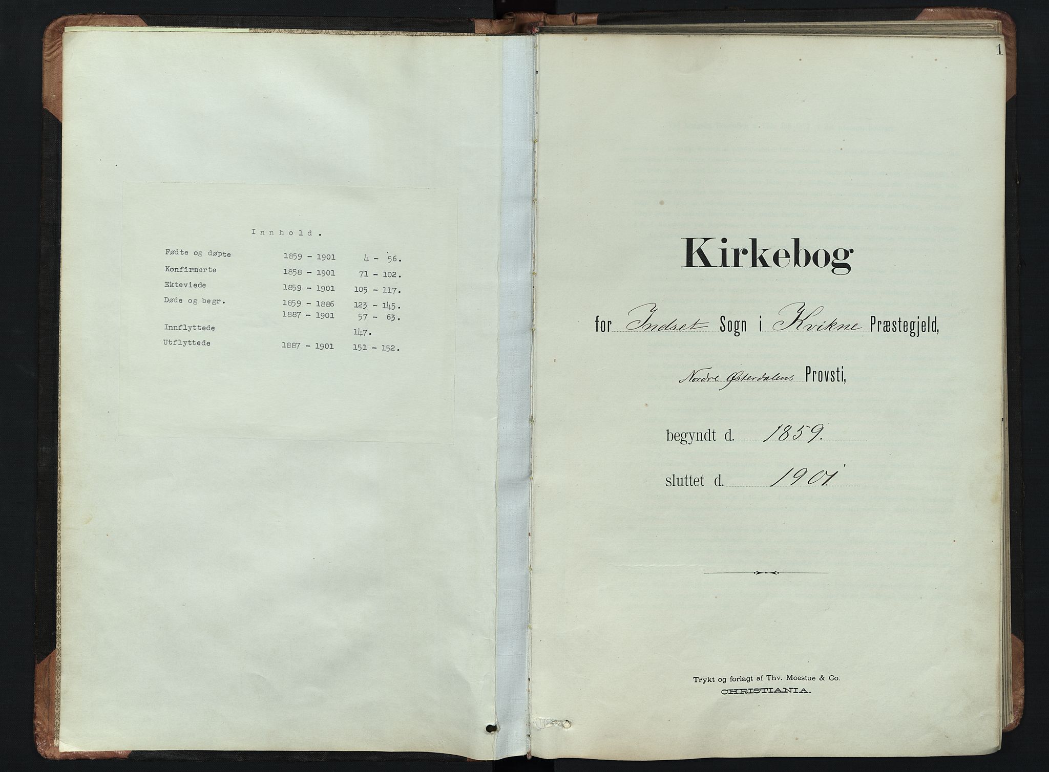 Kvikne prestekontor, SAH/PREST-064/H/Ha/Hab/L0002: Klokkerbok nr. 2, 1859-1901, s. 1