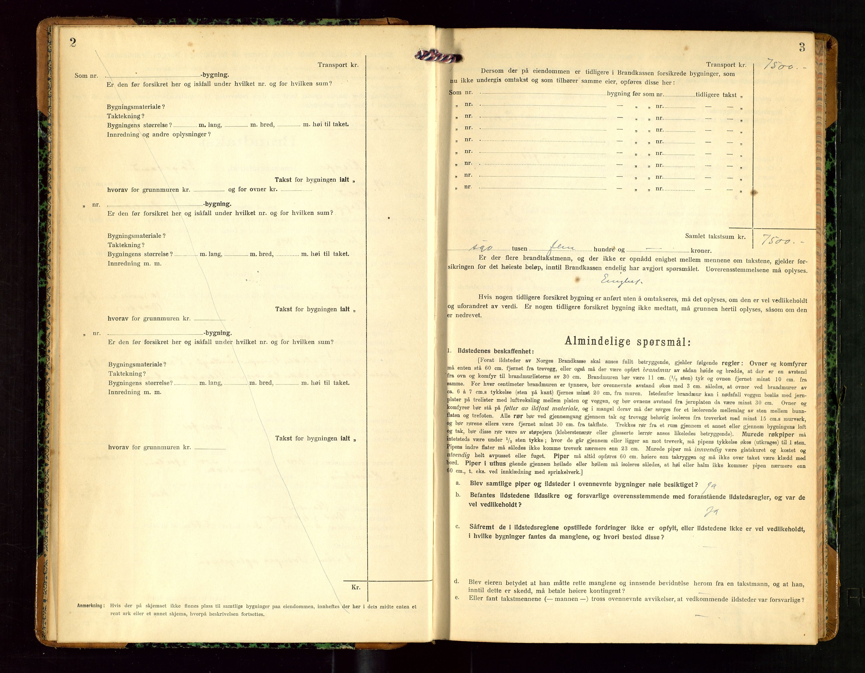 Klepp lensmannskontor, AV/SAST-A-100163/Goc/L0010: "Brandtakstprotokoll" m/register, 1919-1924, s. 2-3