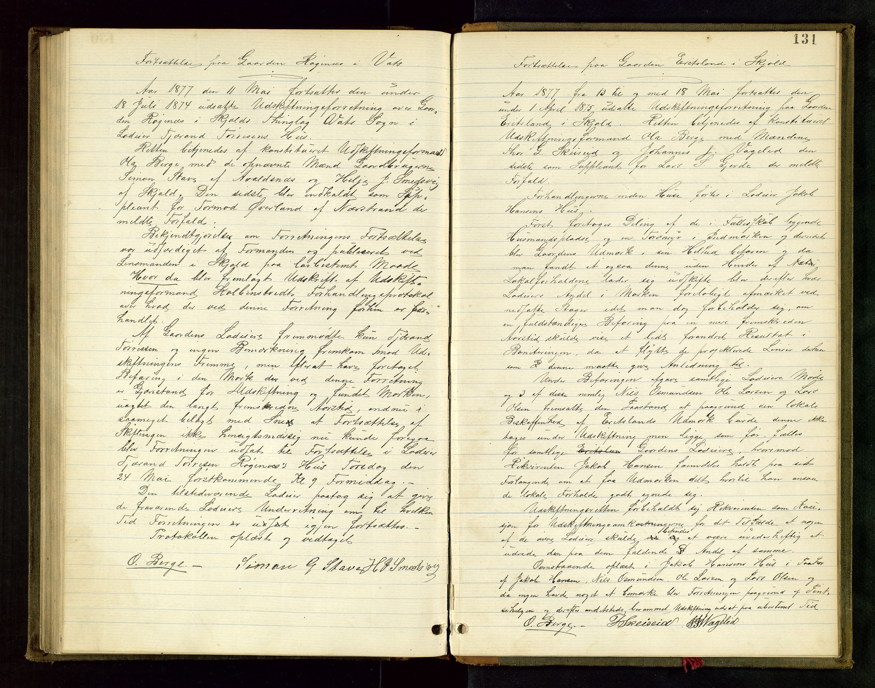 Rogaland jordskifterett, AV/SAST-A-102426/Oa/L0006: Forhandlingsprotokoll, 1875-1877, s. 131