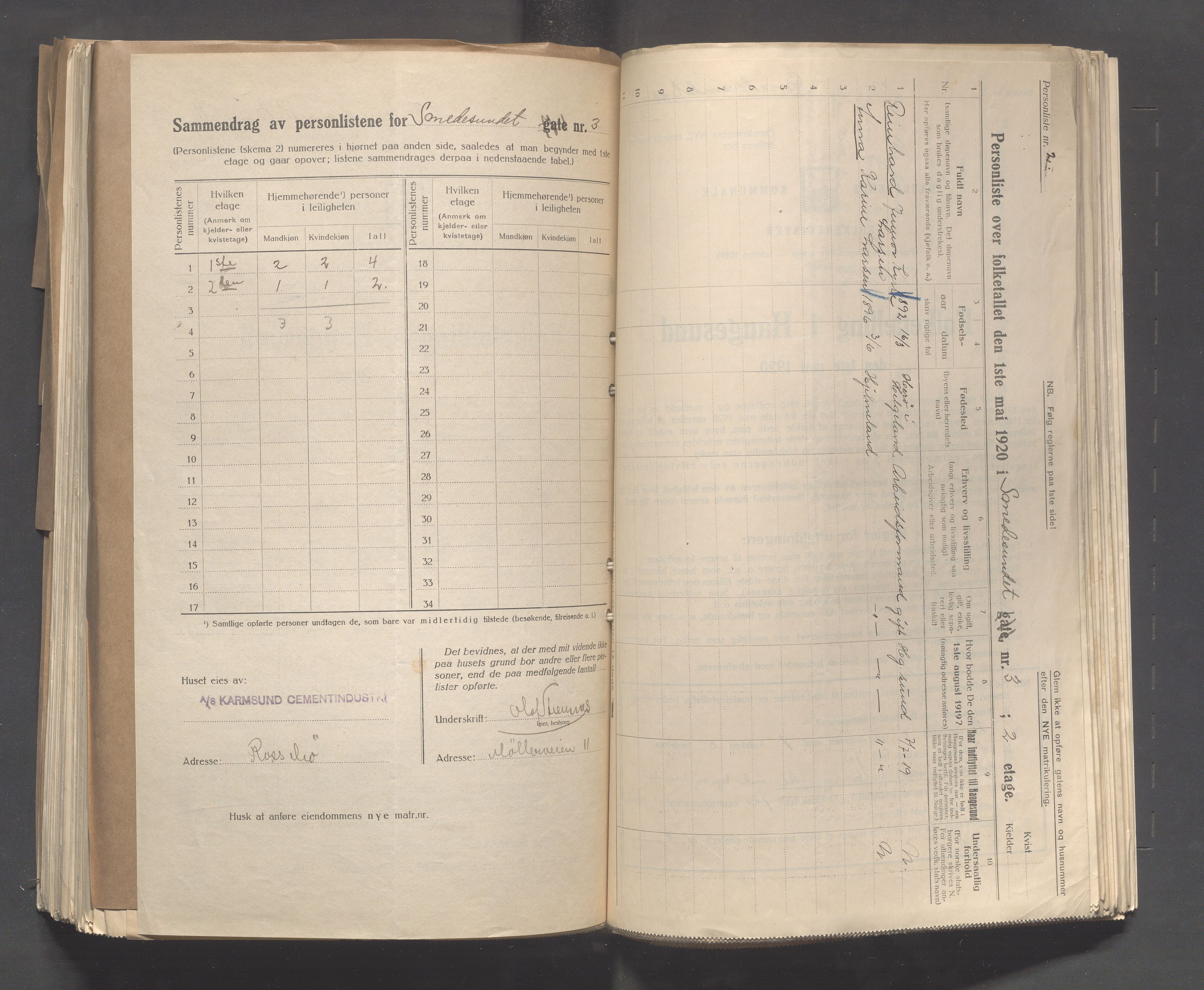 IKAR, Kommunal folketelling 1.5.1920 for Haugesund, 1920, s. 3939