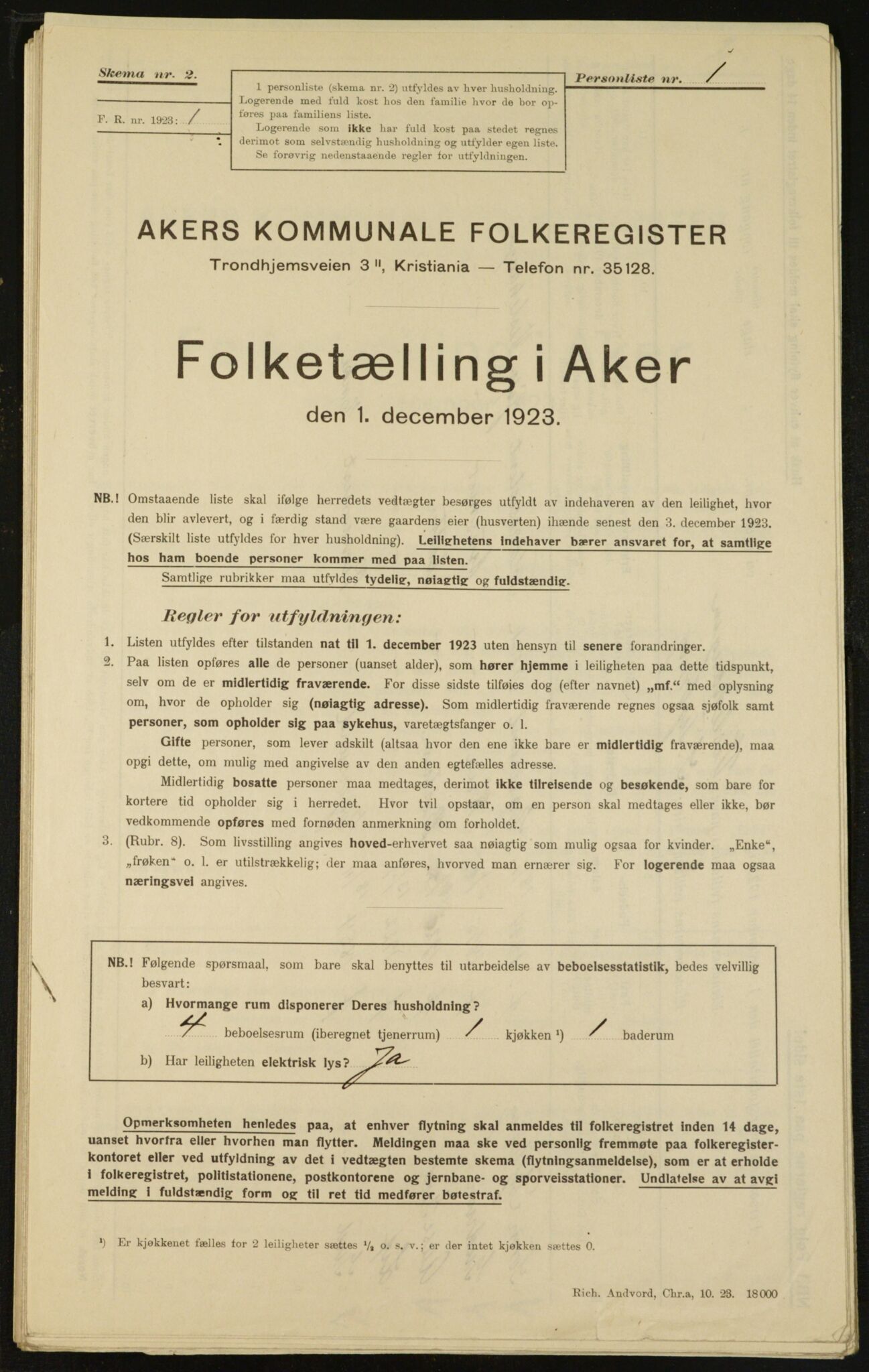 , Kommunal folketelling 1.12.1923 for Aker, 1923, s. 10