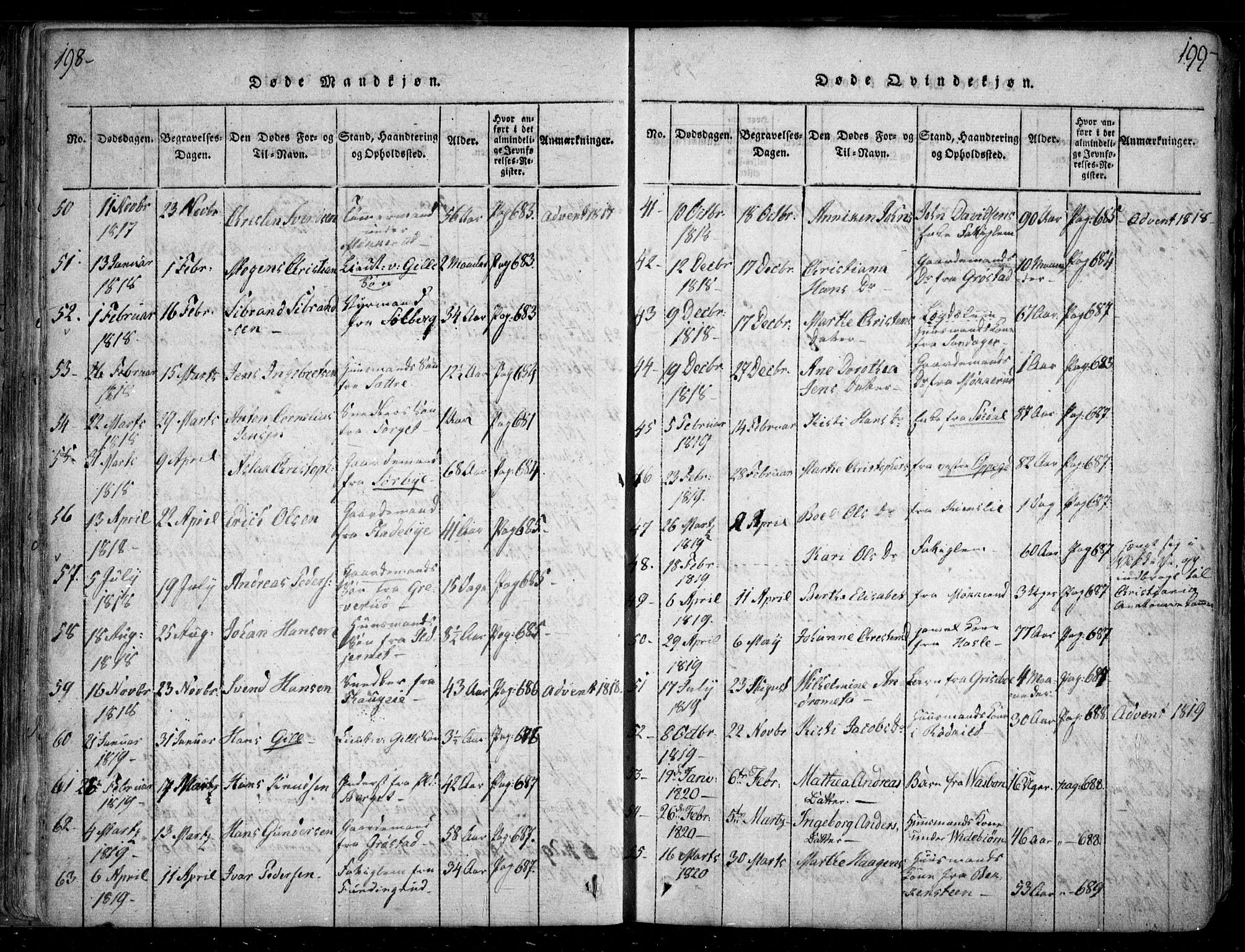 Nesodden prestekontor Kirkebøker, AV/SAO-A-10013/F/Fa/L0006: Ministerialbok nr. I 6, 1814-1847, s. 198-199