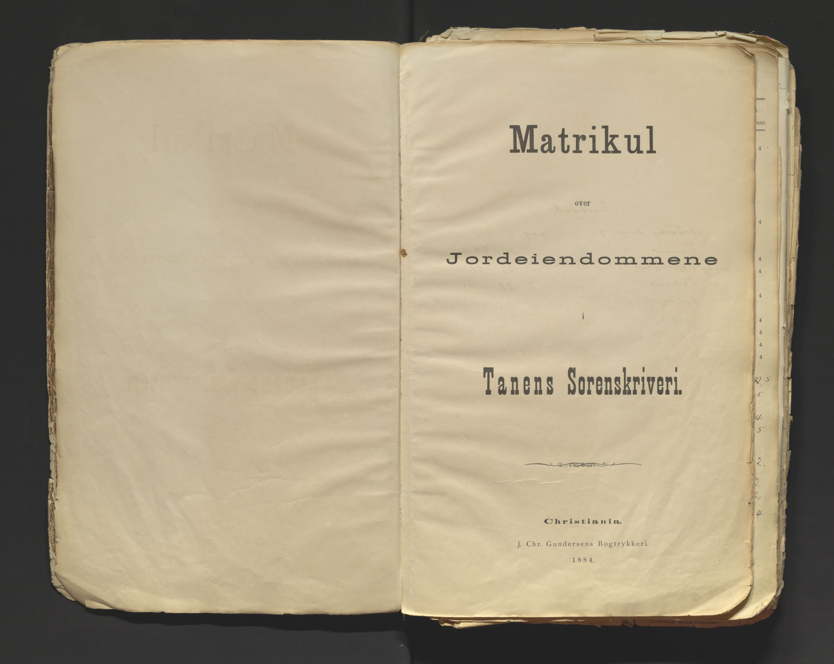 Tana fogderi/sorenskriveri, SATØ/S-0058/I/Ip/L0254/0001: -- / Annet om tinglysing. Matrikkel, Tana sorenskriveri., 1884