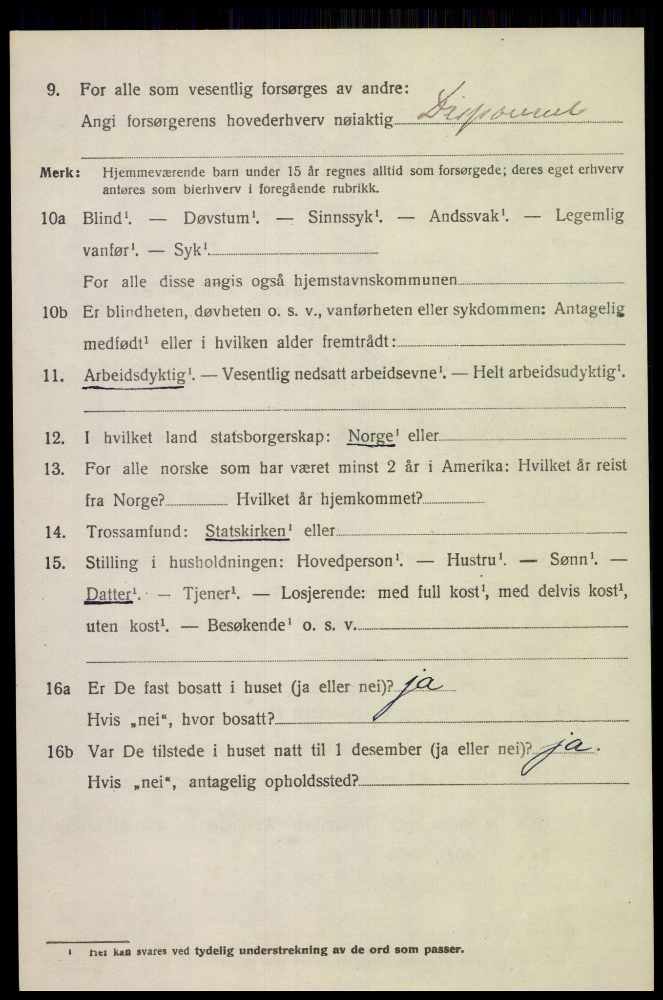 SAK, Folketelling 1920 for 1029 Sør-Audnedal herred, 1920, s. 6938