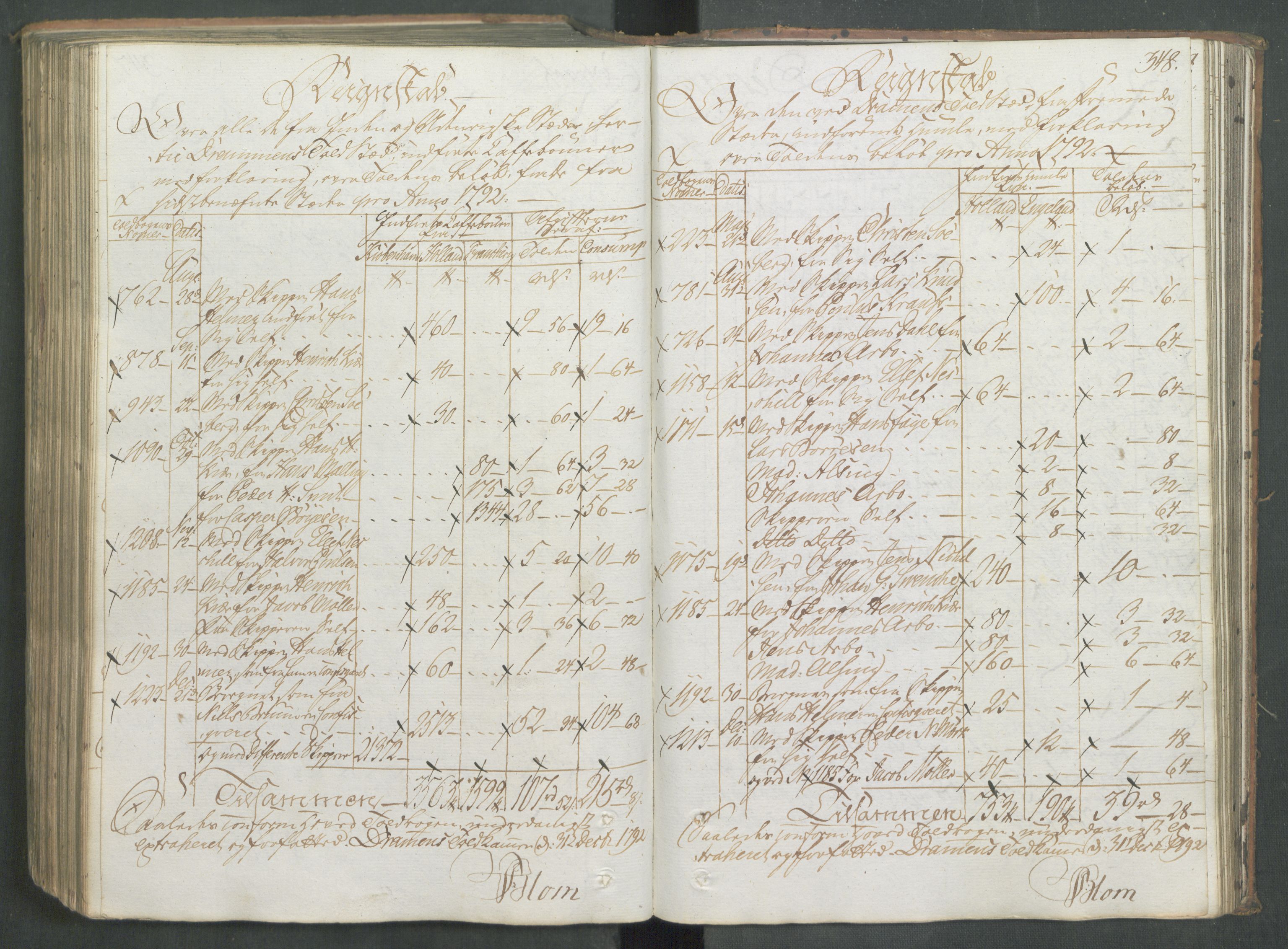 Generaltollkammeret, tollregnskaper, AV/RA-EA-5490/R08/L0166/0001: Tollregnskaper Drammen / Inngående hovedtollbok, 1790-1792, s. 347b-348a