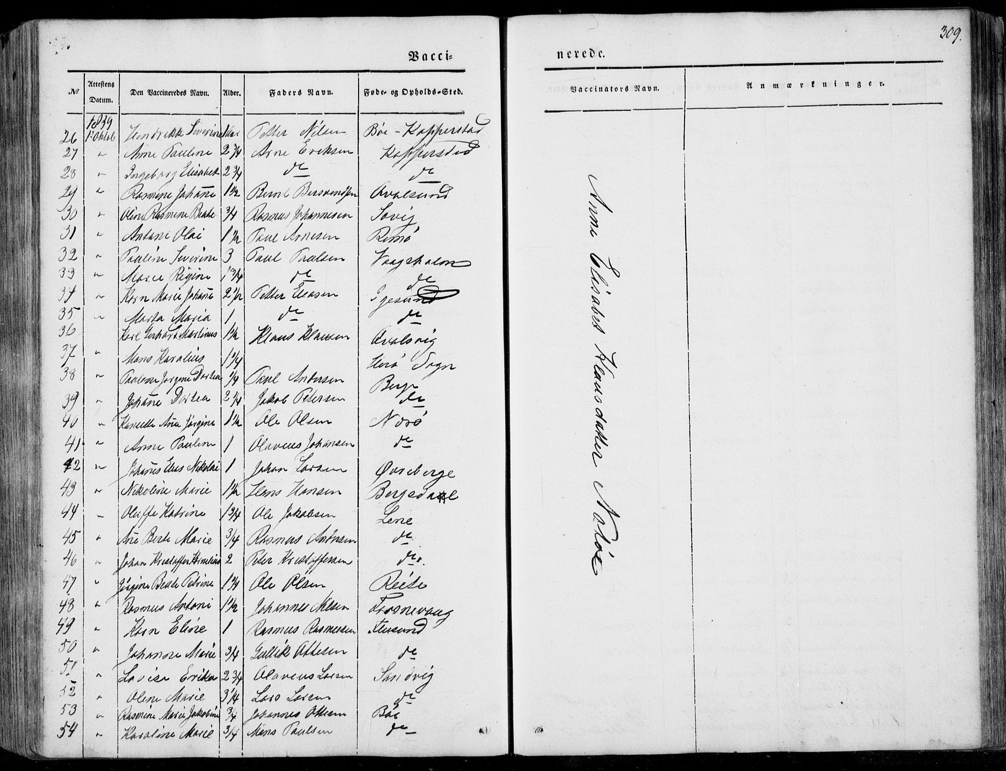 Ministerialprotokoller, klokkerbøker og fødselsregistre - Møre og Romsdal, AV/SAT-A-1454/507/L0070: Ministerialbok nr. 507A05, 1842-1873, s. 309