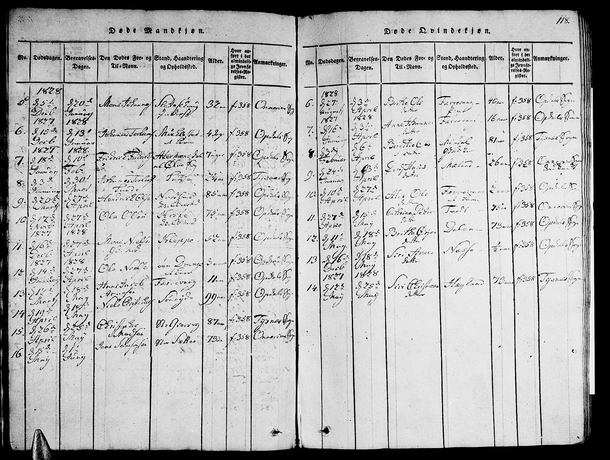 Tysnes sokneprestembete, AV/SAB-A-78601/H/Hab: Klokkerbok nr. A 1, 1816-1828, s. 118