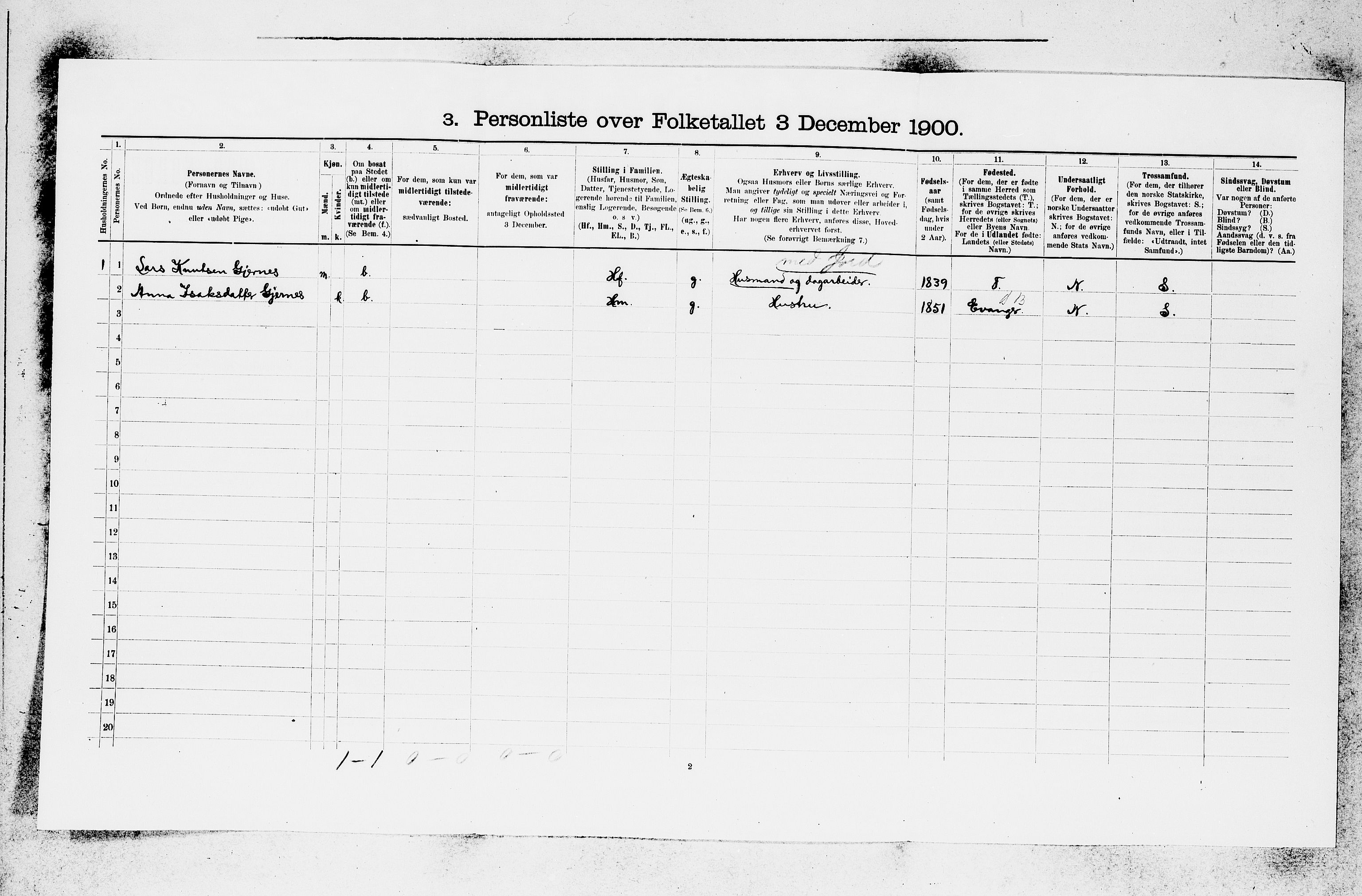 SAB, Folketelling 1900 for 1235 Voss herred, 1900, s. 1857