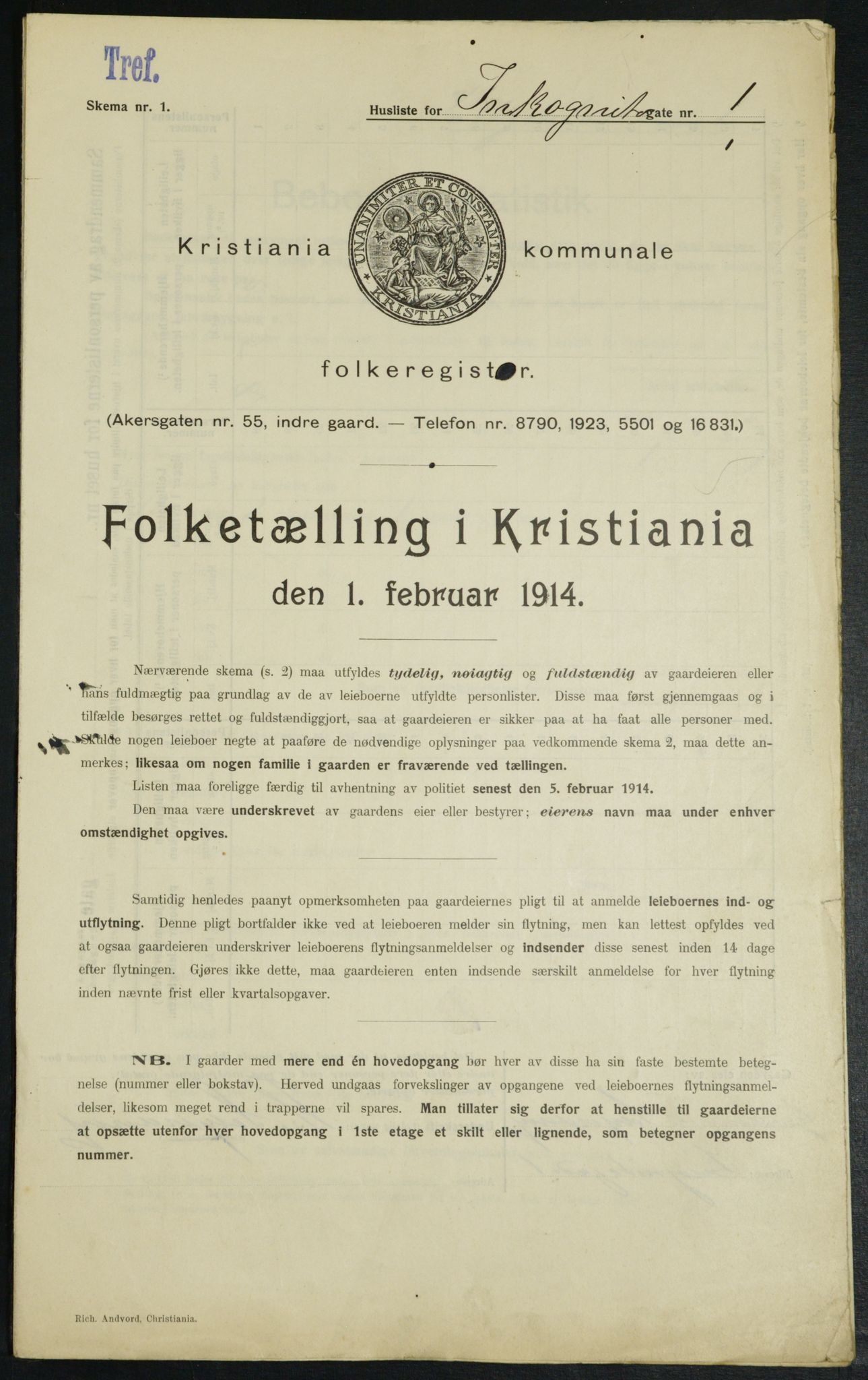 OBA, Kommunal folketelling 1.2.1914 for Kristiania, 1914, s. 44004