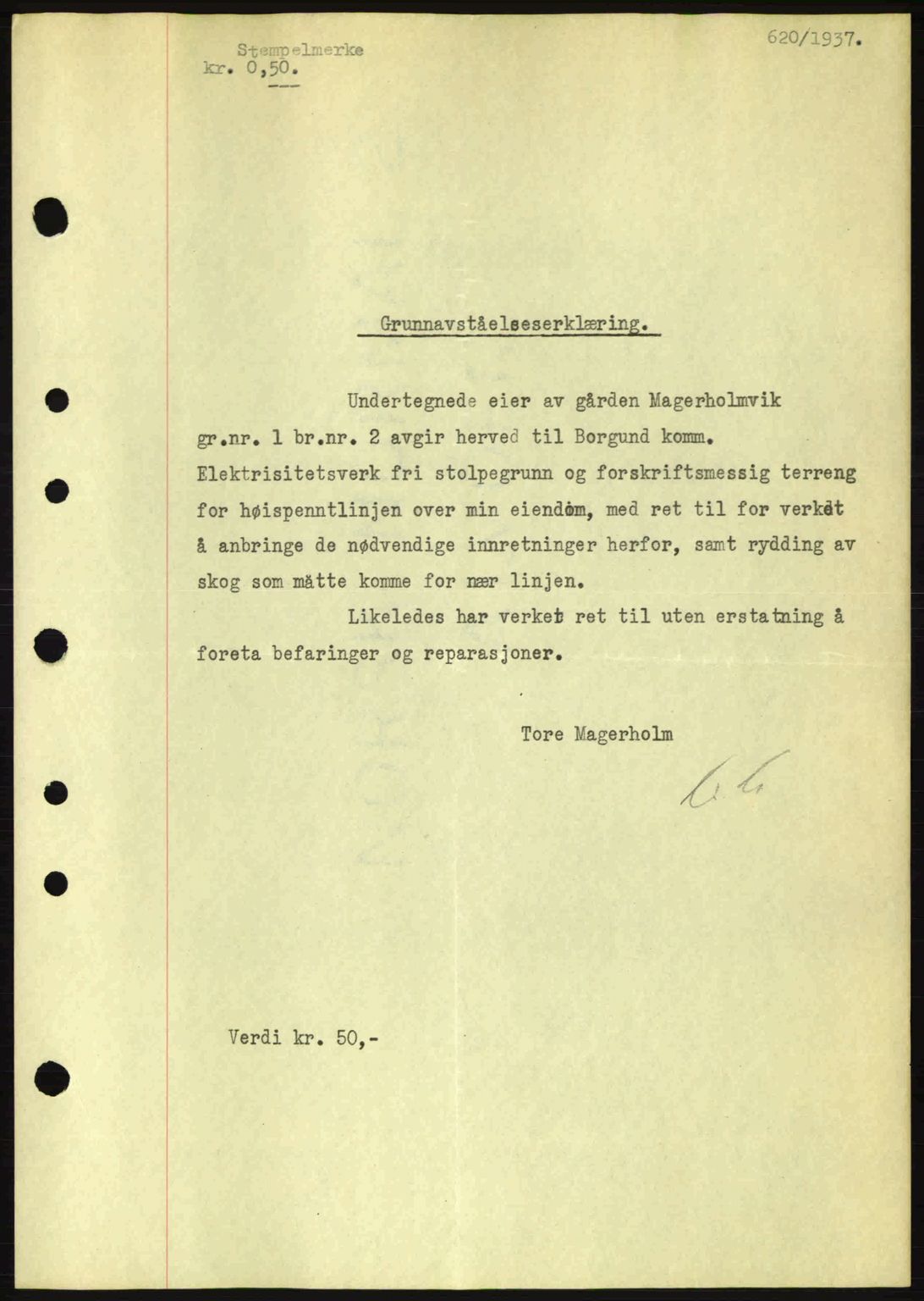 Nordre Sunnmøre sorenskriveri, SAT/A-0006/1/2/2C/2Ca: Pantebok nr. A2, 1936-1937, Dagboknr: 620/1937