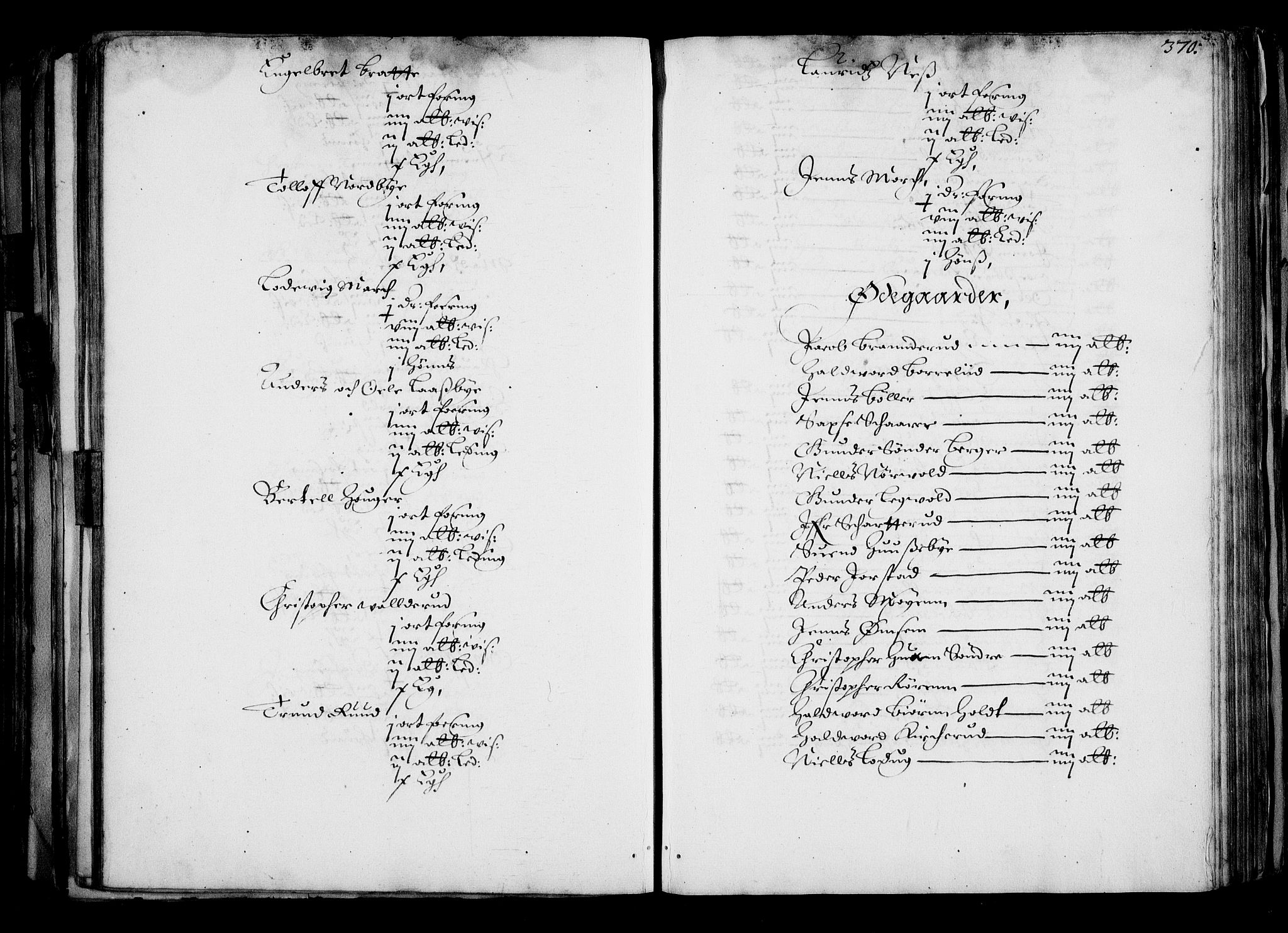 Rentekammeret inntil 1814, Realistisk ordnet avdeling, AV/RA-EA-4070/N/Na/L0001: [XI f]: Akershus stifts jordebok, 1652, s. 369b-370a