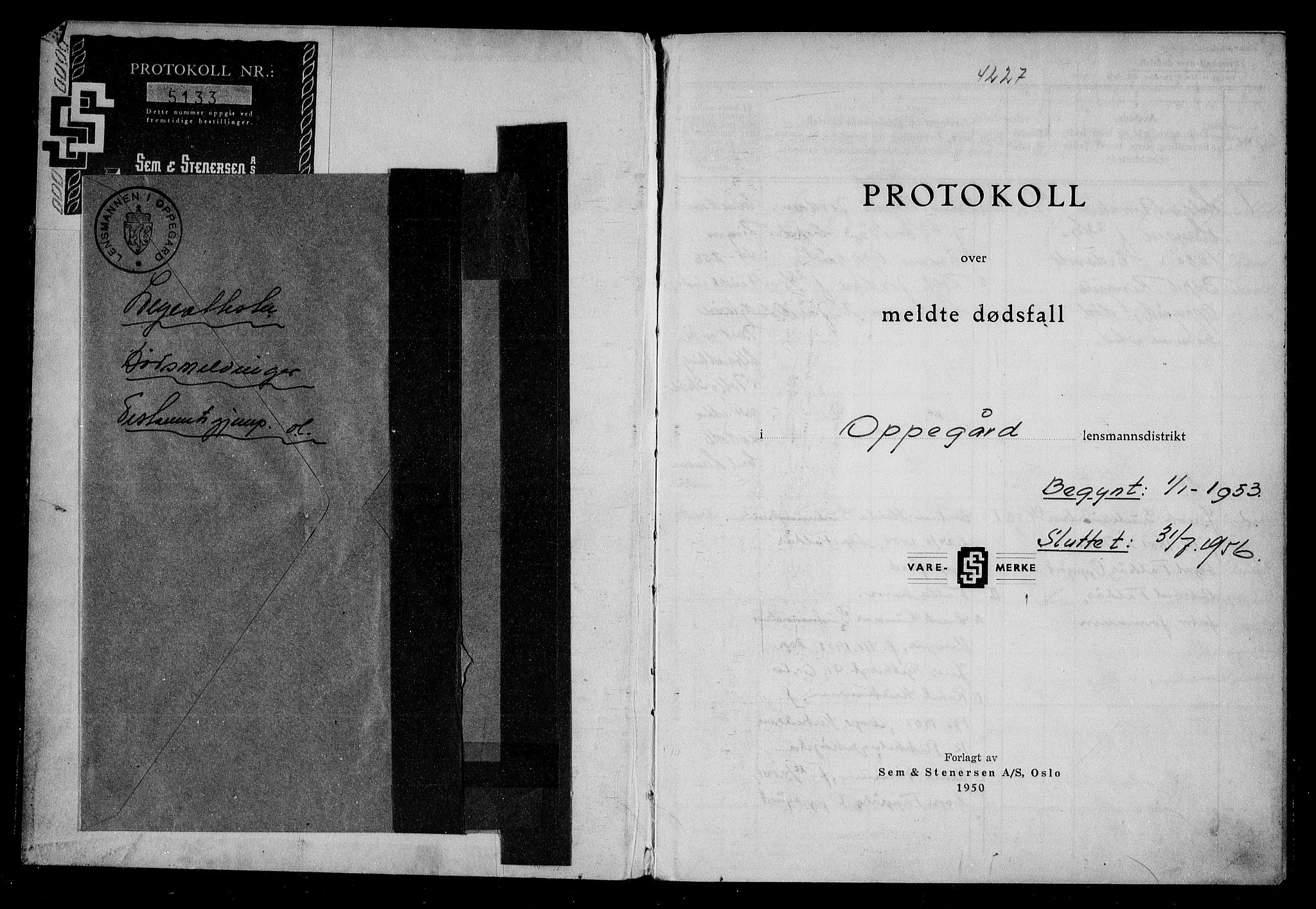Oppegård lensmannskontor, SAO/A-10186/H/Ha/L0006: Dødsfallsprotokoll, 1953-1956