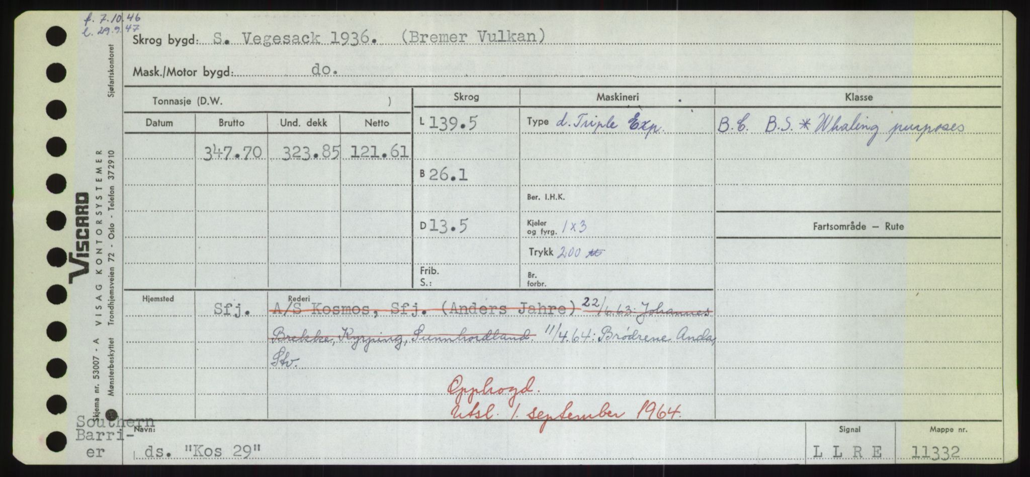 Sjøfartsdirektoratet med forløpere, Skipsmålingen, RA/S-1627/H/Hd/L0021: Fartøy, Kor-Kår, s. 69