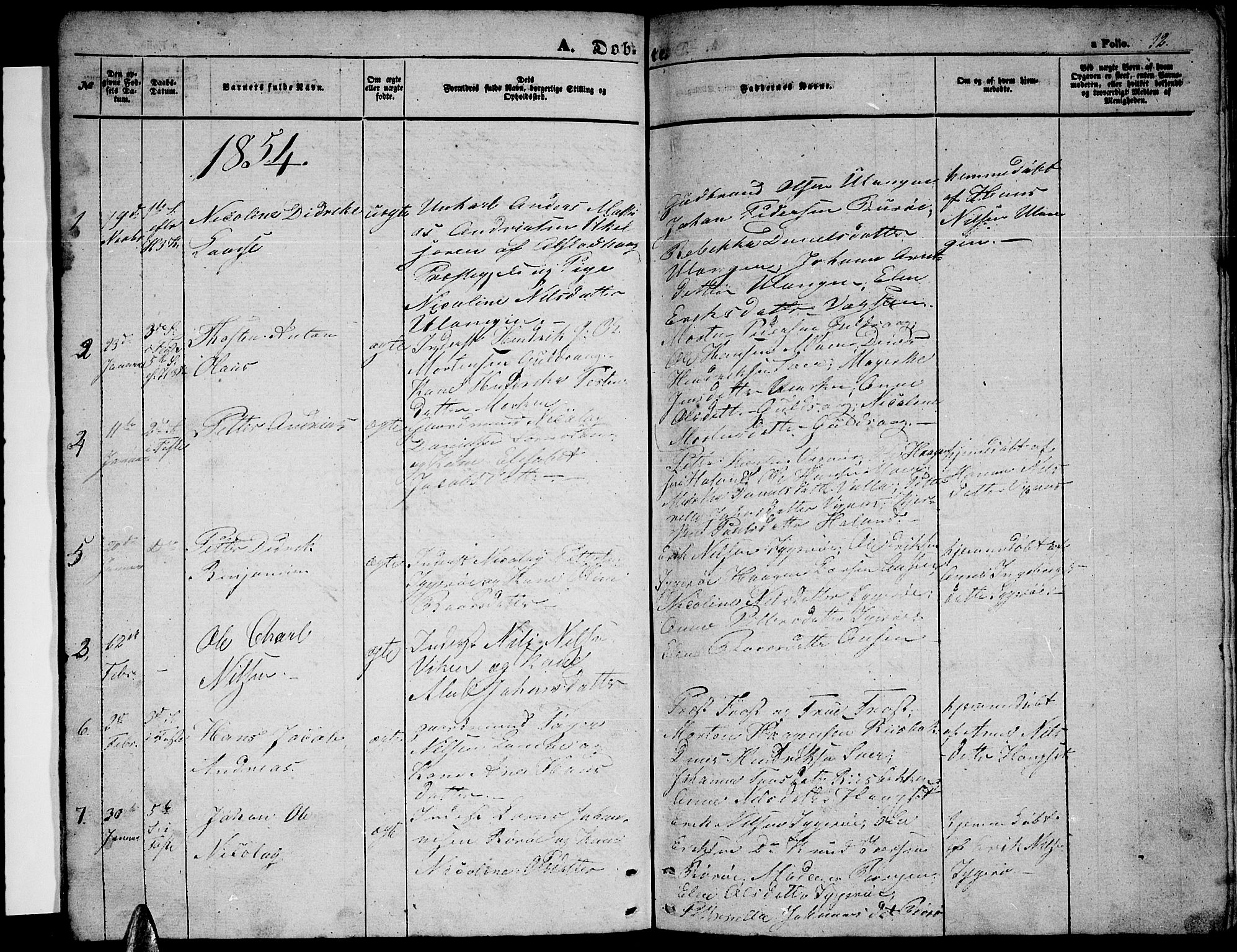 Ministerialprotokoller, klokkerbøker og fødselsregistre - Nordland, AV/SAT-A-1459/816/L0251: Klokkerbok nr. 816C01, 1852-1870, s. 12