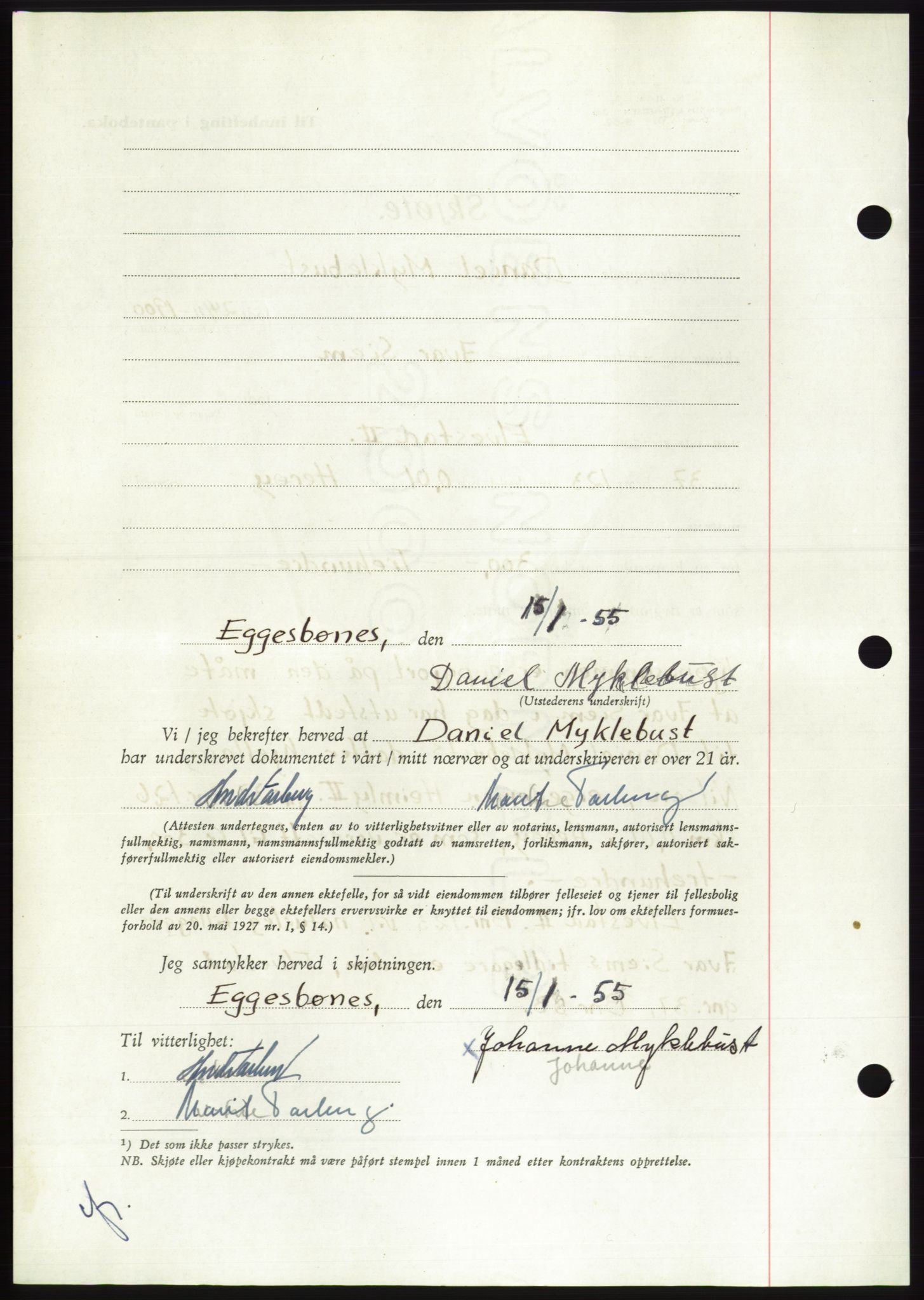 Søre Sunnmøre sorenskriveri, AV/SAT-A-4122/1/2/2C/L0100: Pantebok nr. 26A, 1954-1955, Dagboknr: 141/1955