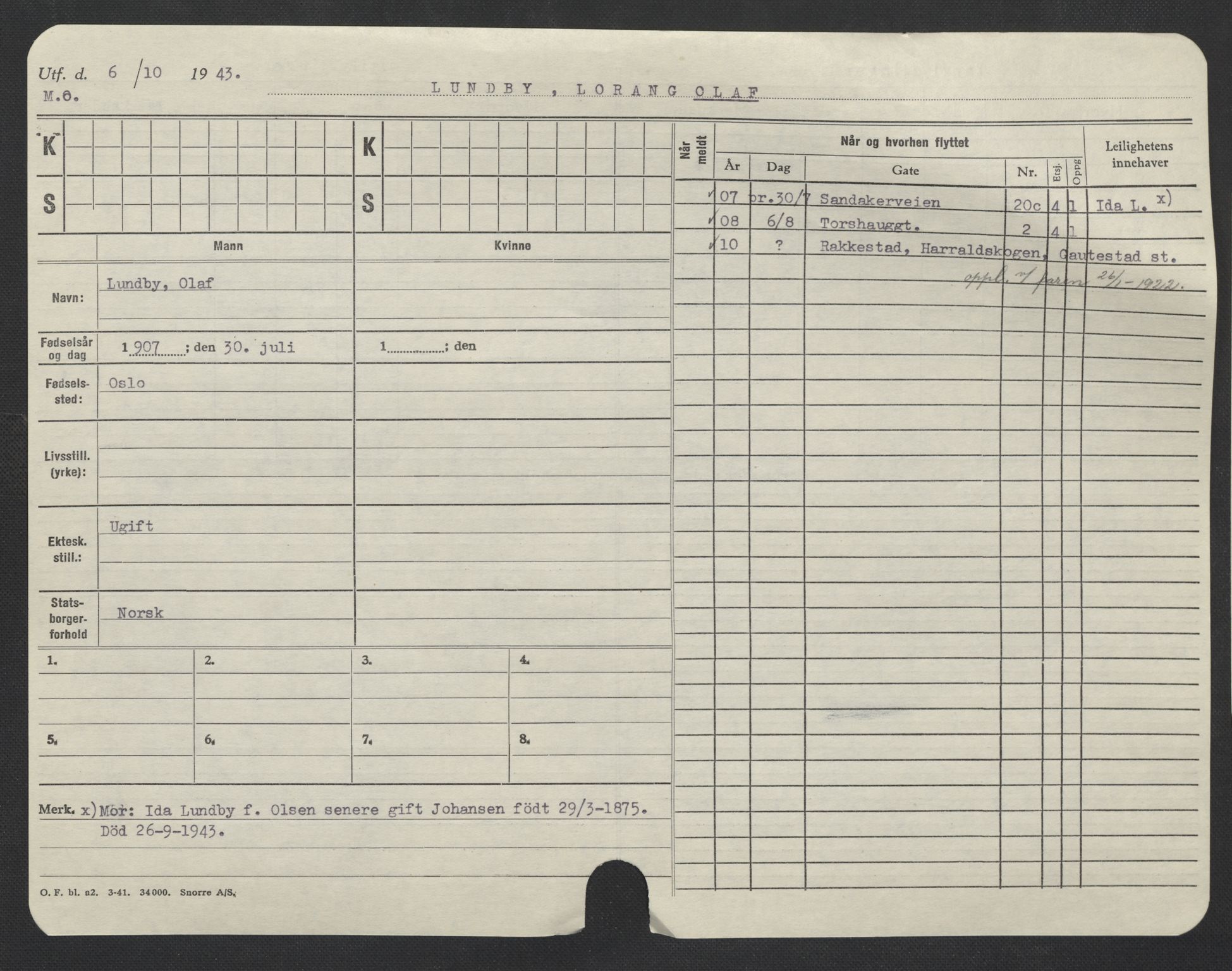 Oslo folkeregister, Registerkort, AV/SAO-A-11715/F/Fa/Fac/L0007: Menn, 1906-1914, s. 297a