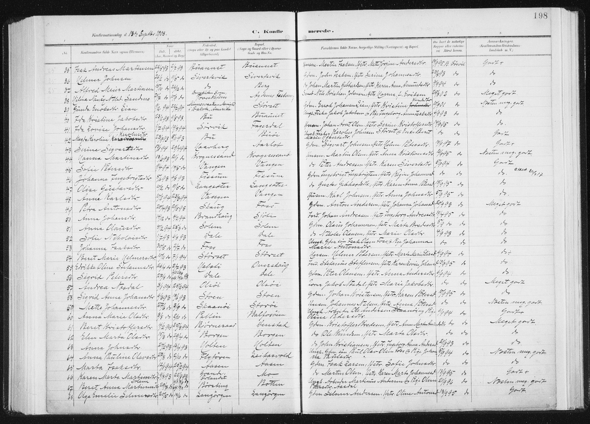 Ministerialprotokoller, klokkerbøker og fødselsregistre - Sør-Trøndelag, SAT/A-1456/647/L0635: Ministerialbok nr. 647A02, 1896-1911, s. 198
