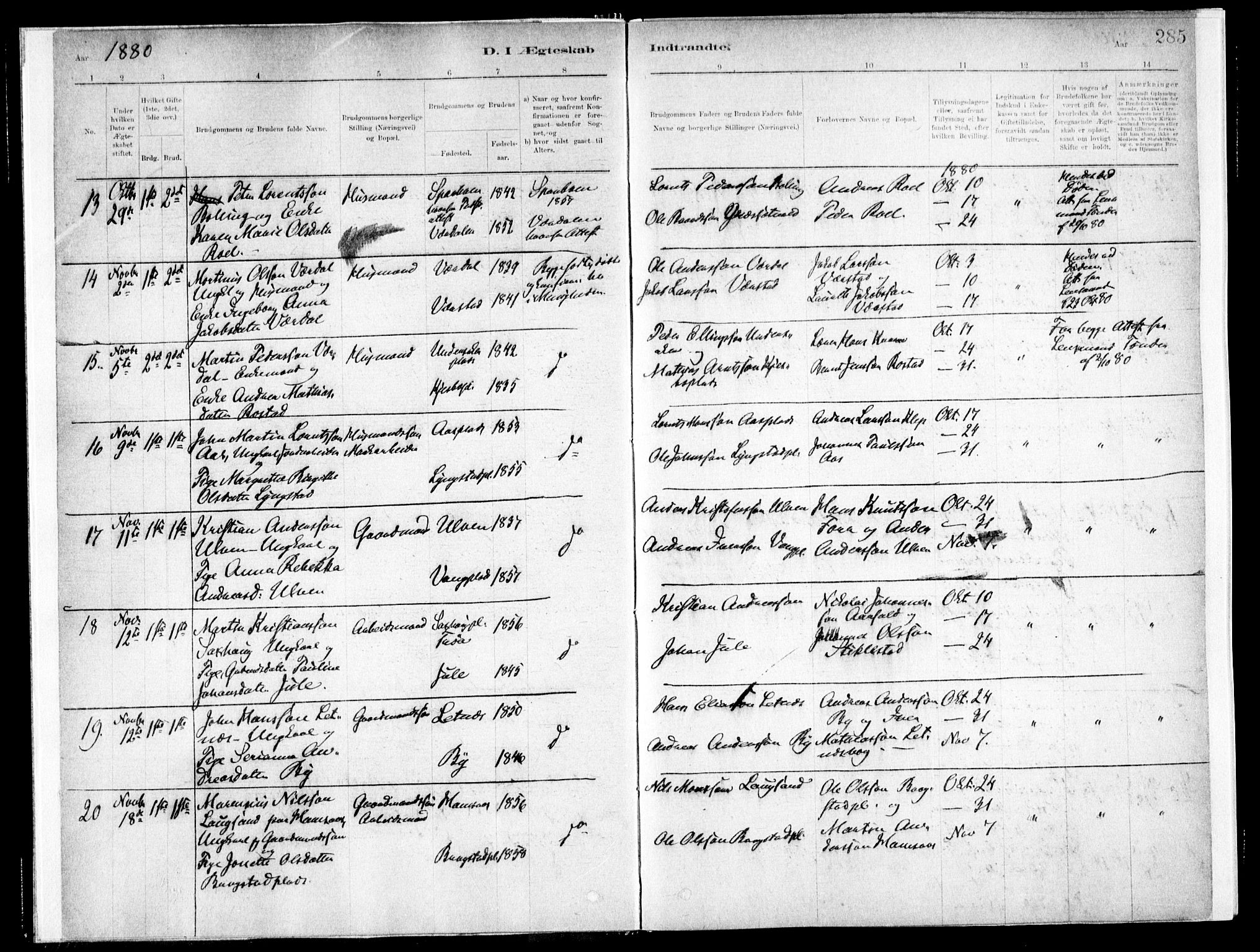 Ministerialprotokoller, klokkerbøker og fødselsregistre - Nord-Trøndelag, AV/SAT-A-1458/730/L0285: Ministerialbok nr. 730A10, 1879-1914, s. 285