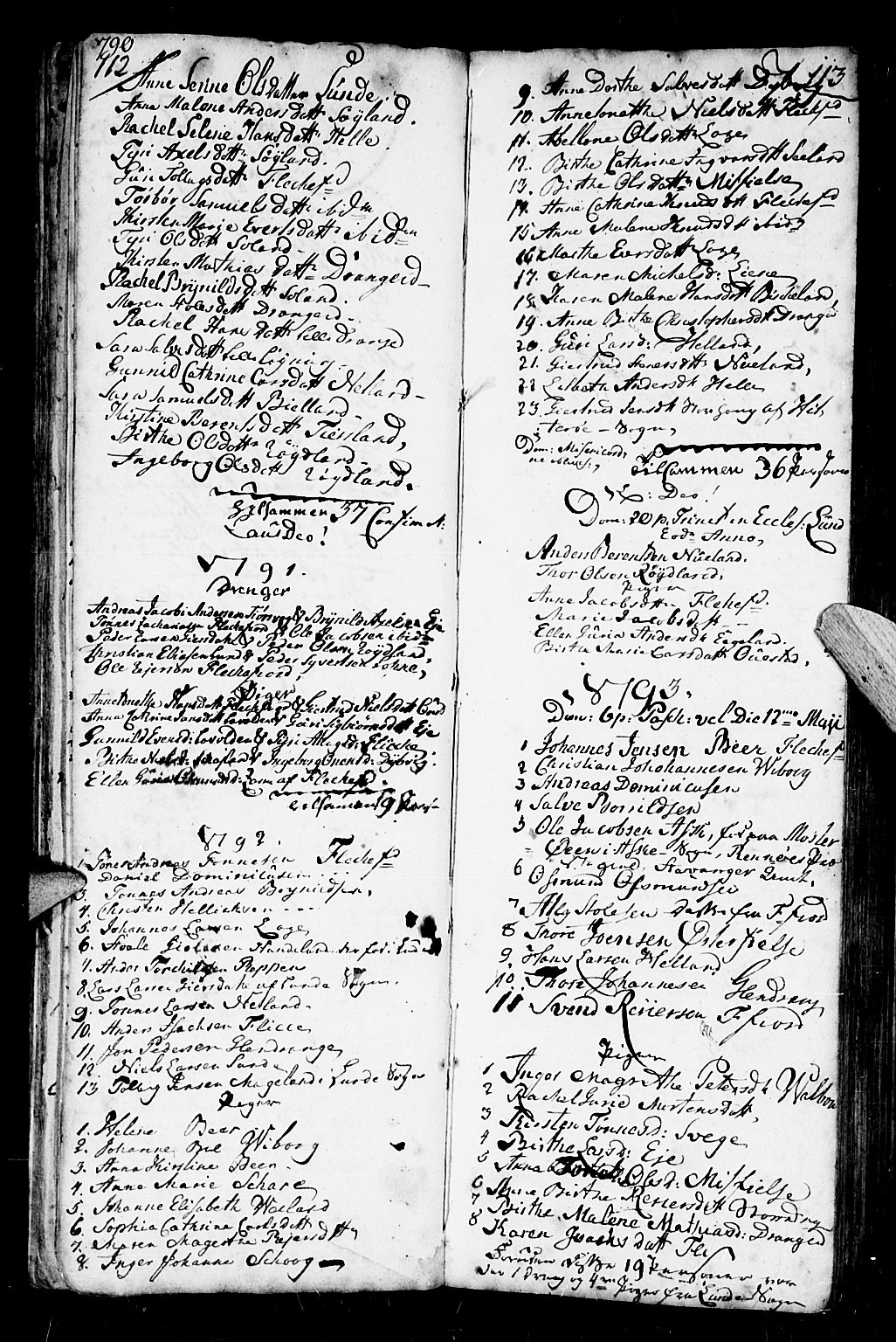 Flekkefjord sokneprestkontor, AV/SAK-1111-0012/F/Fb/Fbc/L0001: Klokkerbok nr. B 1, 1773-1801, s. 150-151