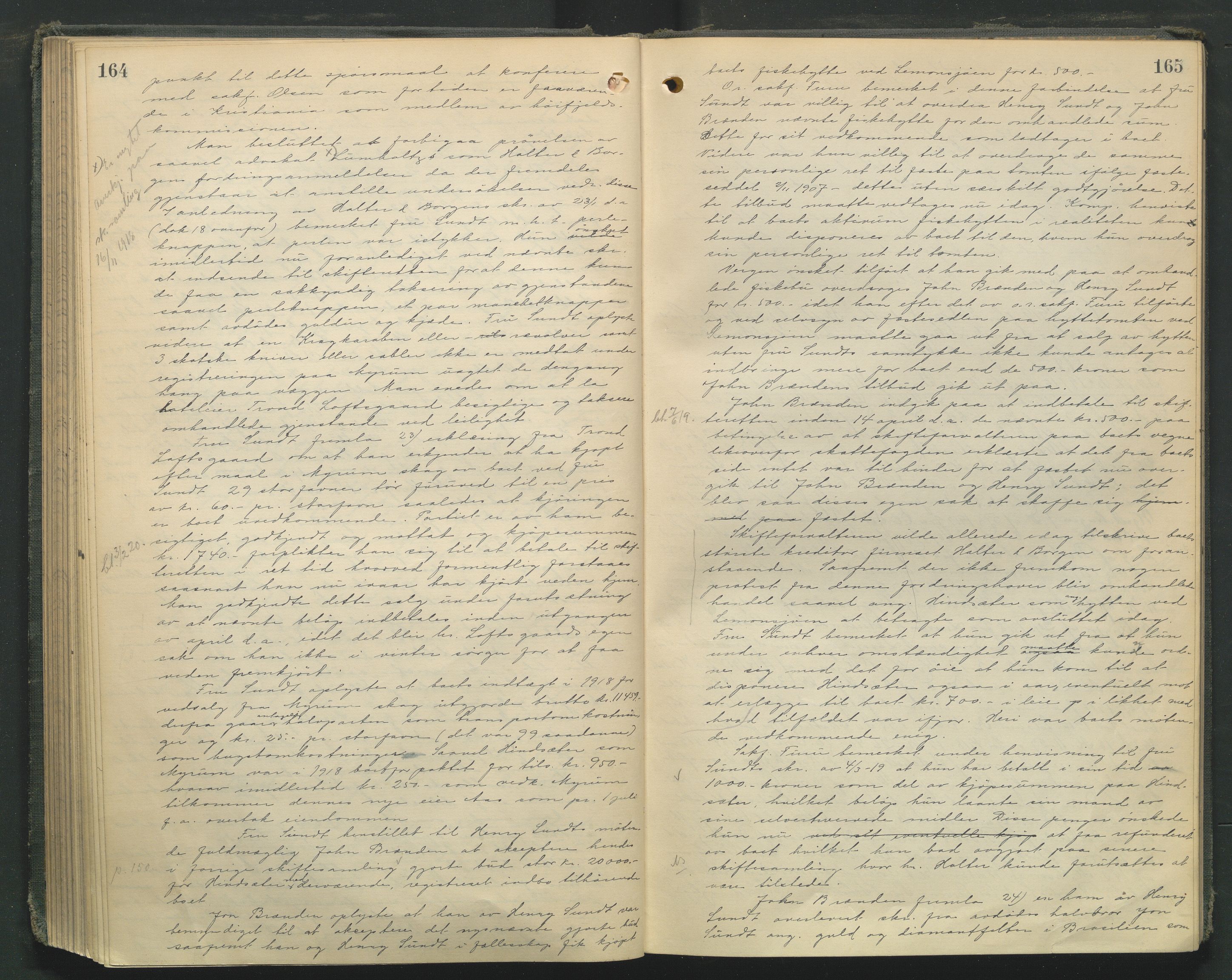 Nord-Gudbrandsdal tingrett, AV/SAH-TING-002/J/Jc/L0006: Skifteforhandlingsprotokoll, 1916-1920, s. 164-165