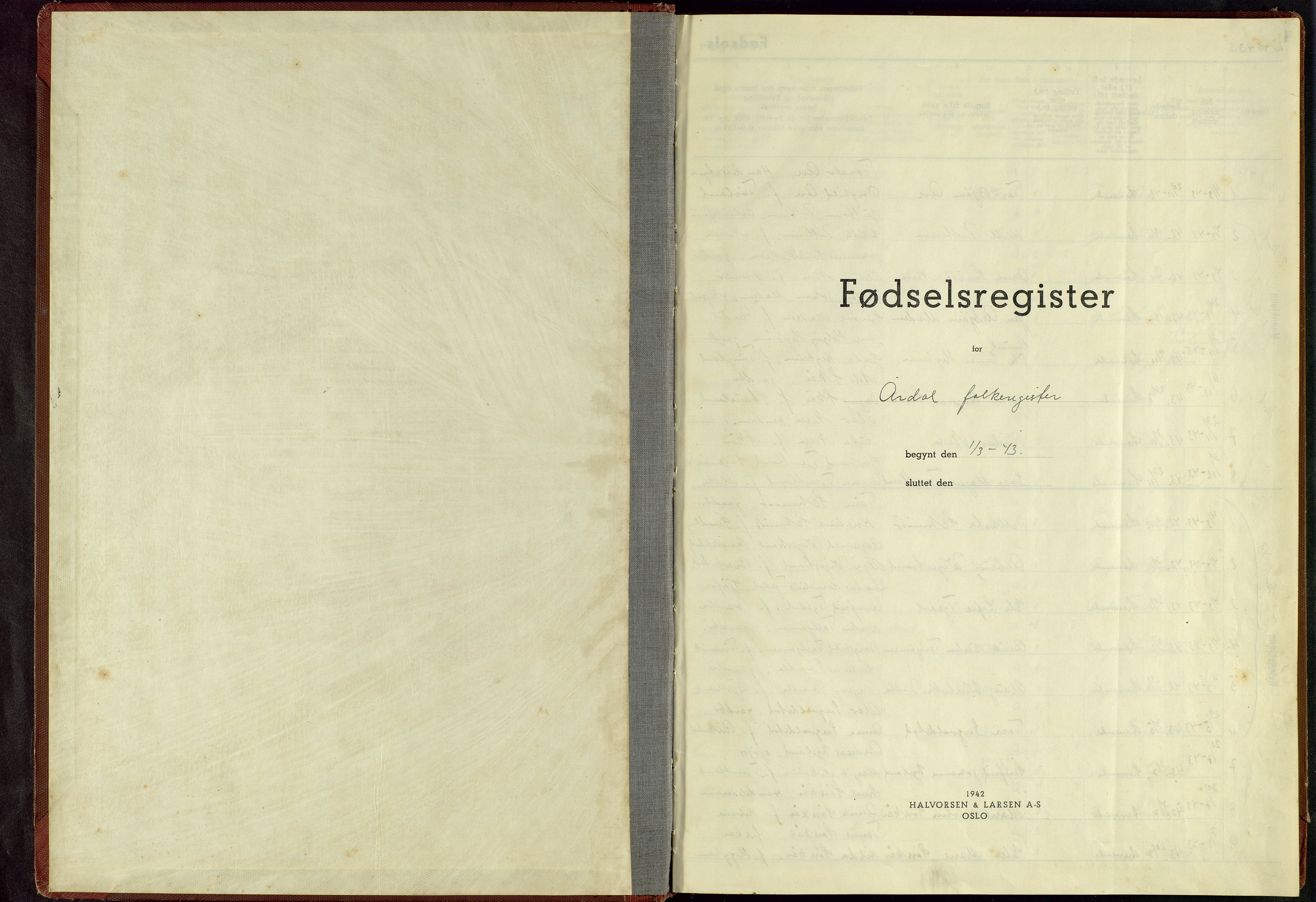 Hjelmeland sokneprestkontor, SAST/A-101843/01/VI/L0003: Fødselsregister nr. 3, 1942-1945