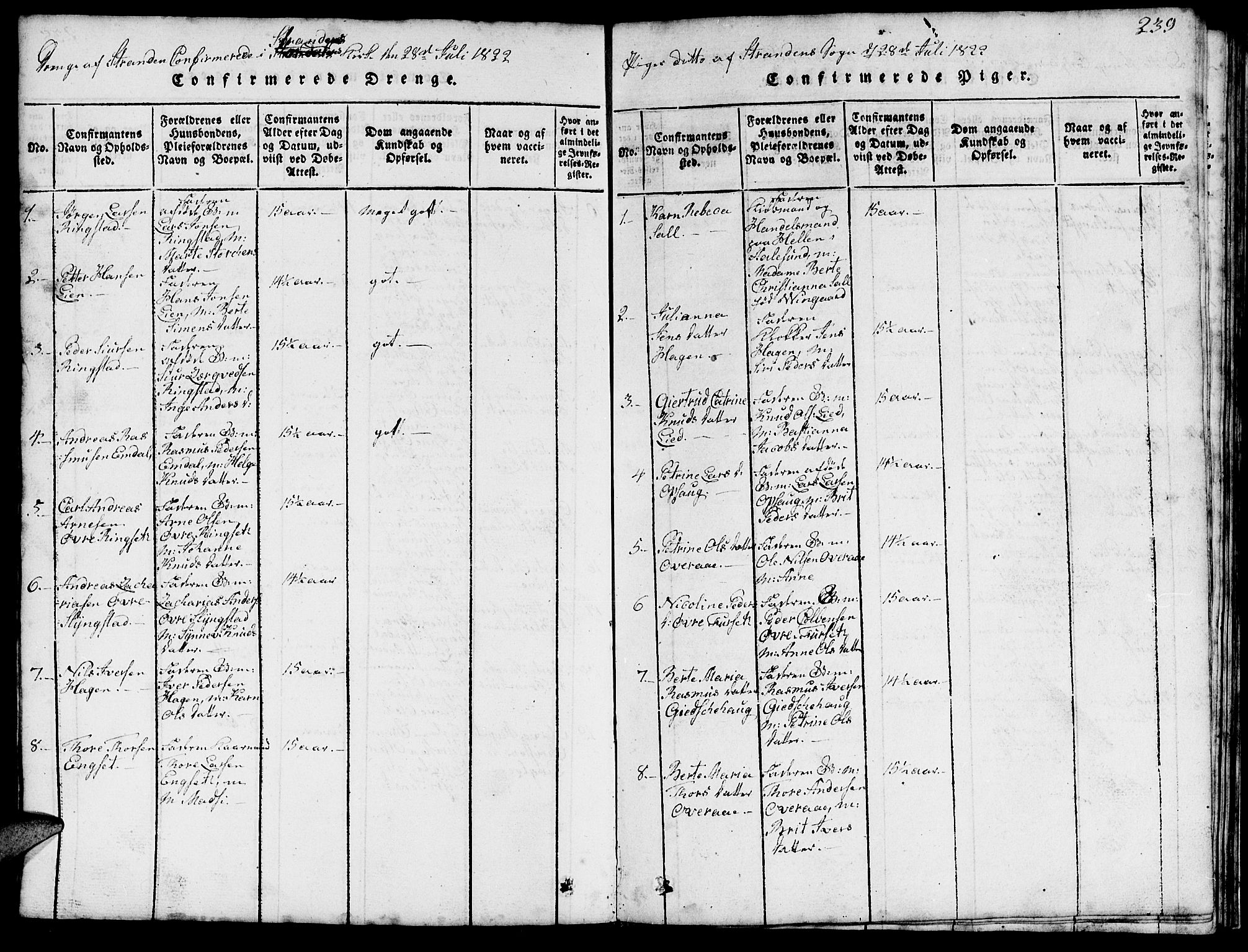 Ministerialprotokoller, klokkerbøker og fødselsregistre - Møre og Romsdal, AV/SAT-A-1454/520/L0289: Klokkerbok nr. 520C01, 1817-1837, s. 239