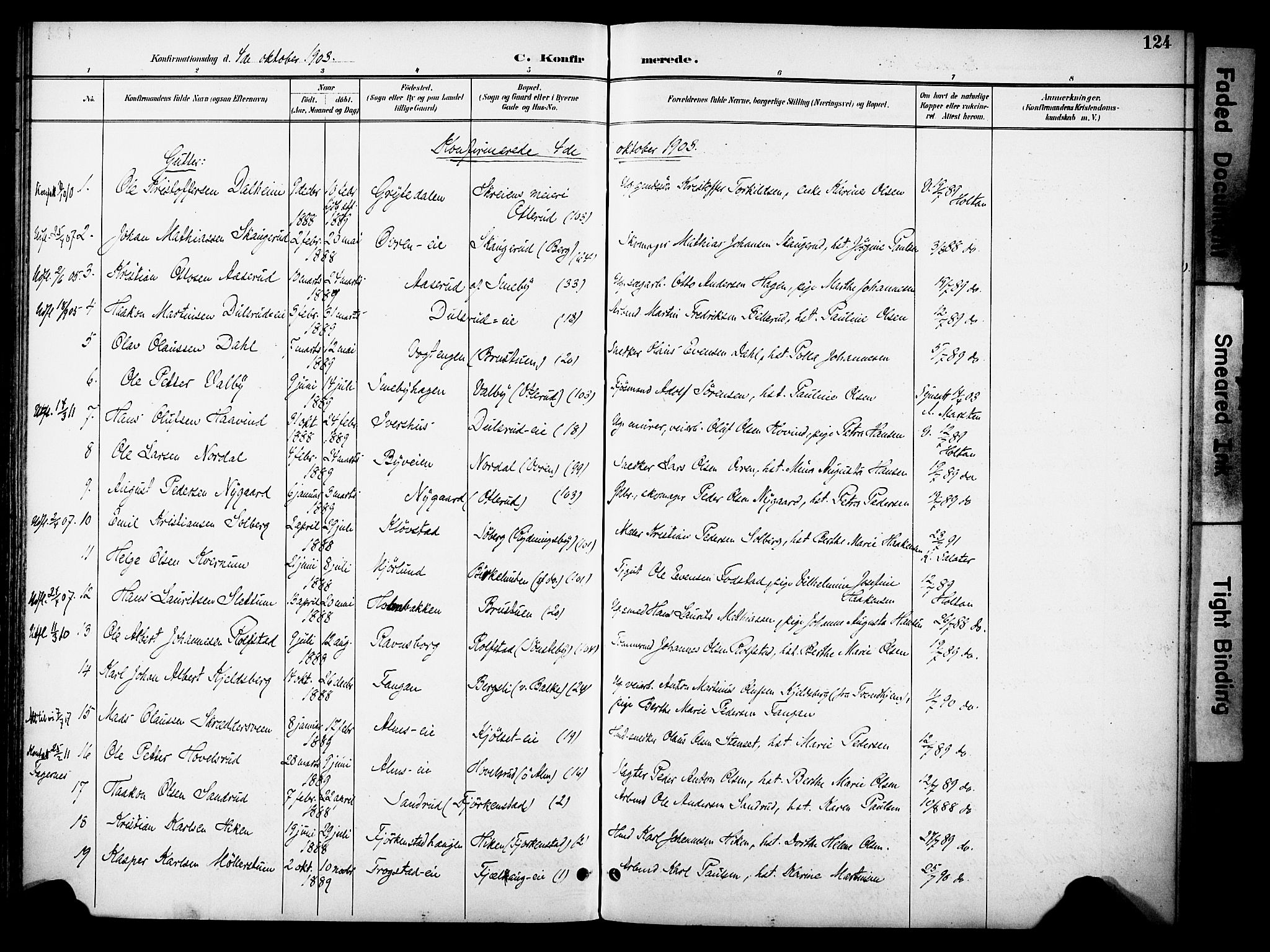Østre Toten prestekontor, AV/SAH-PREST-104/H/Ha/Haa/L0009: Ministerialbok nr. 9, 1897-1913, s. 124