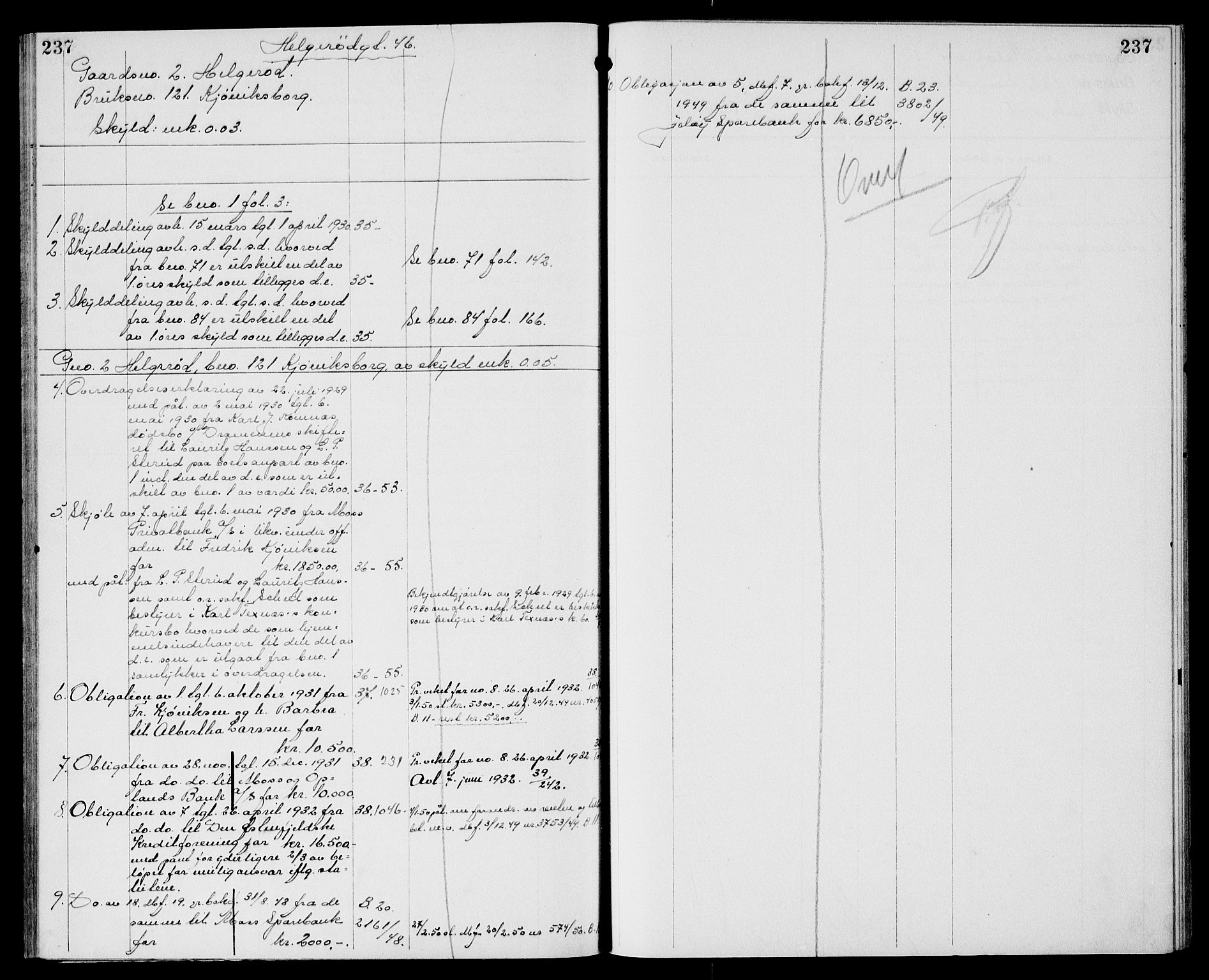 Moss sorenskriveri, SAO/A-10168: Panteregister nr. XI 2, 1836-1960, s. 237