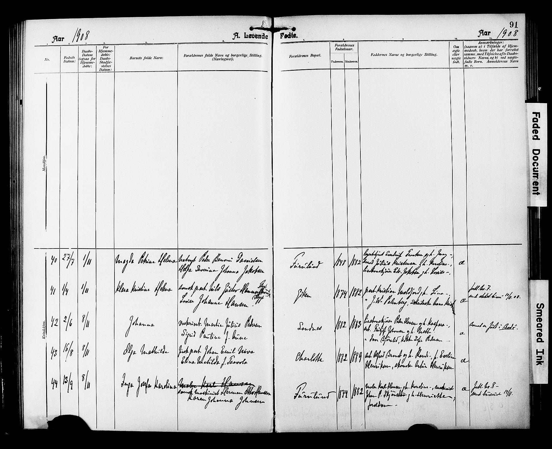 Ministerialprotokoller, klokkerbøker og fødselsregistre - Nordland, AV/SAT-A-1459/850/L0709: Ministerialbok nr. 850A01, 1899-1909, s. 91