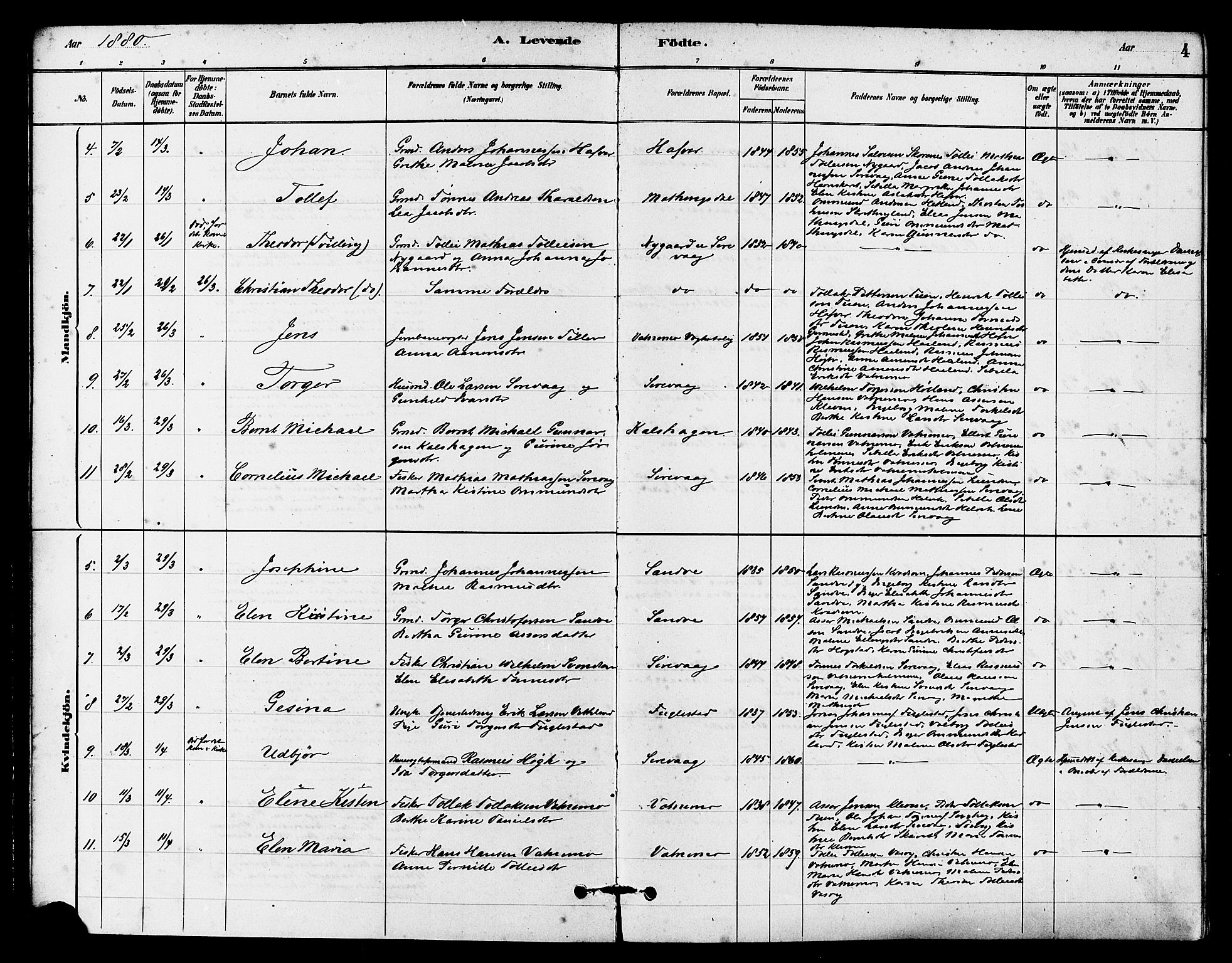 Eigersund sokneprestkontor, AV/SAST-A-101807/S08/L0016: Ministerialbok nr. A 16, 1879-1893, s. 4