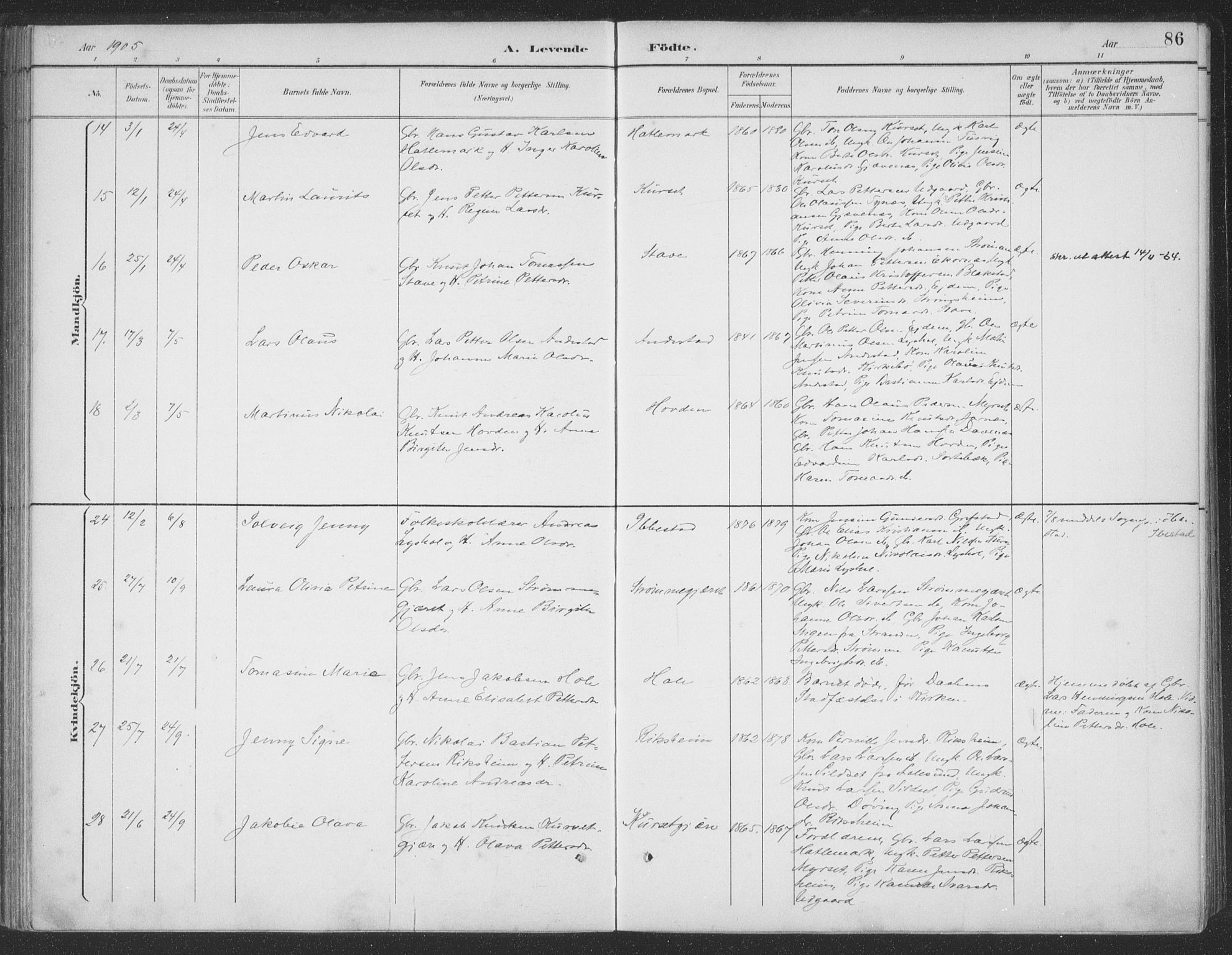Ministerialprotokoller, klokkerbøker og fødselsregistre - Møre og Romsdal, AV/SAT-A-1454/523/L0335: Ministerialbok nr. 523A02, 1891-1911, s. 86