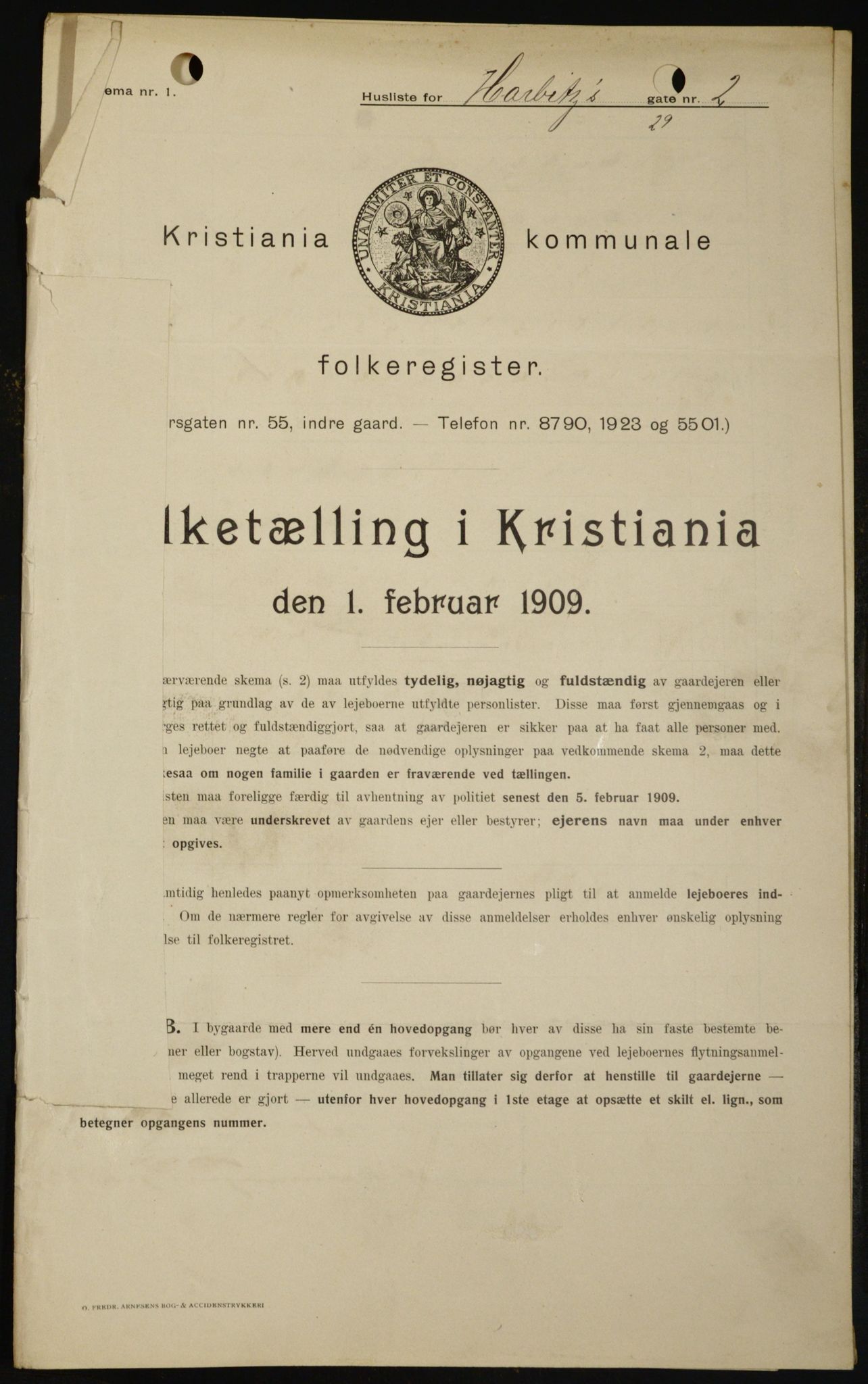 OBA, Kommunal folketelling 1.2.1909 for Kristiania kjøpstad, 1909, s. 73317