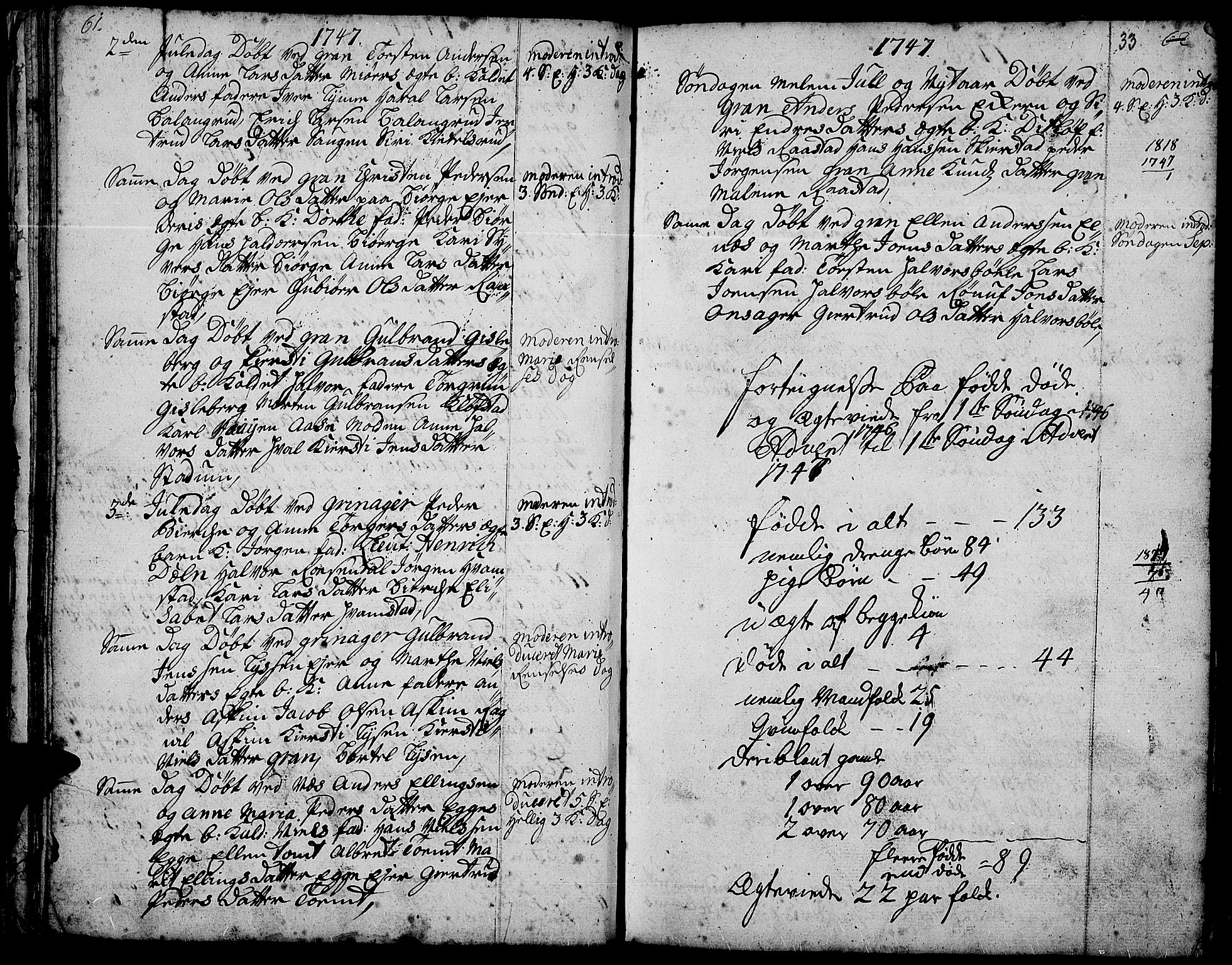 Gran prestekontor, AV/SAH-PREST-112/H/Ha/Haa/L0003: Ministerialbok nr. 3, 1745-1758, s. 33