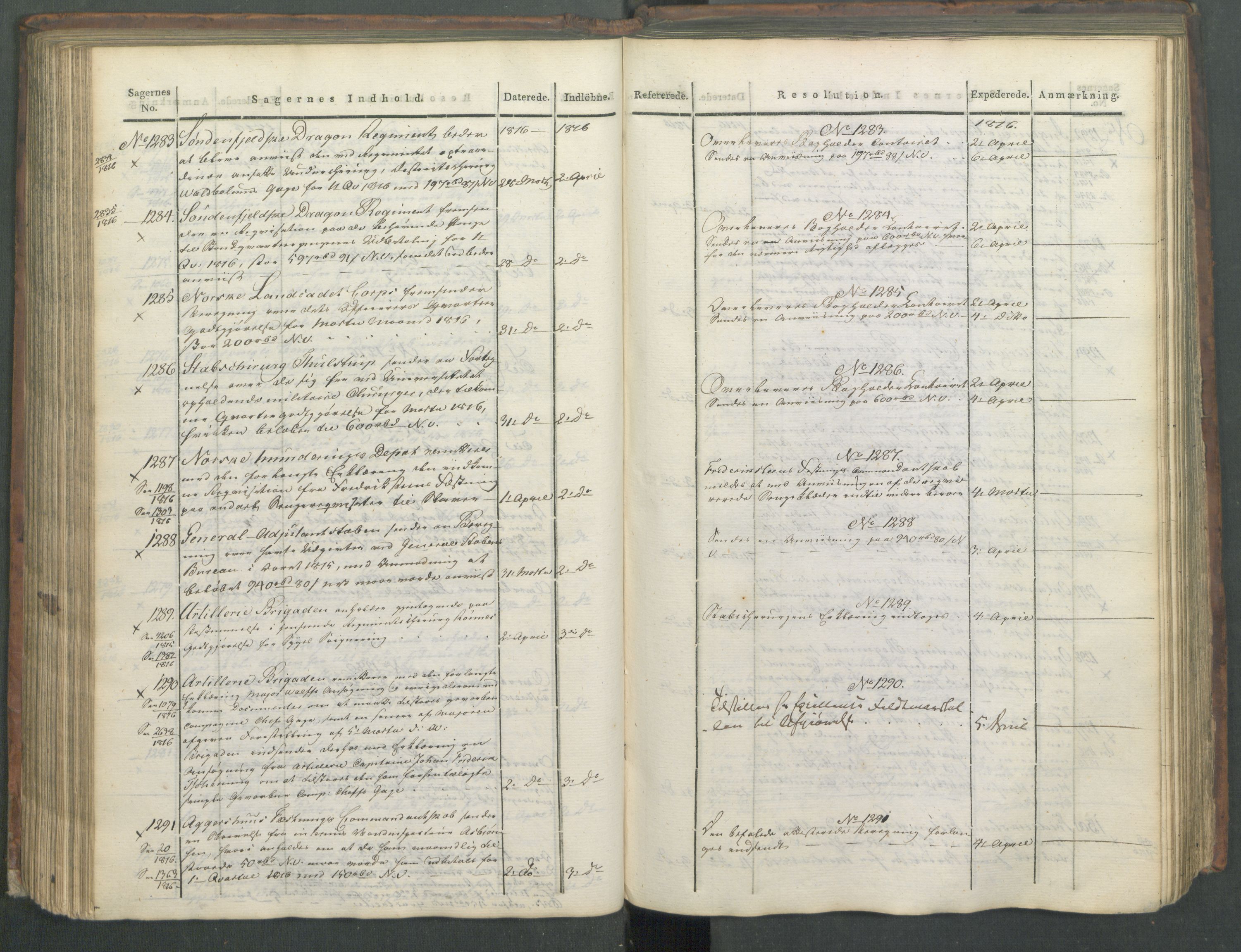 Armédepartementet, AV/RA-RAFA-3493/C/Ca/L0008: 6. Departements Journal, 1816