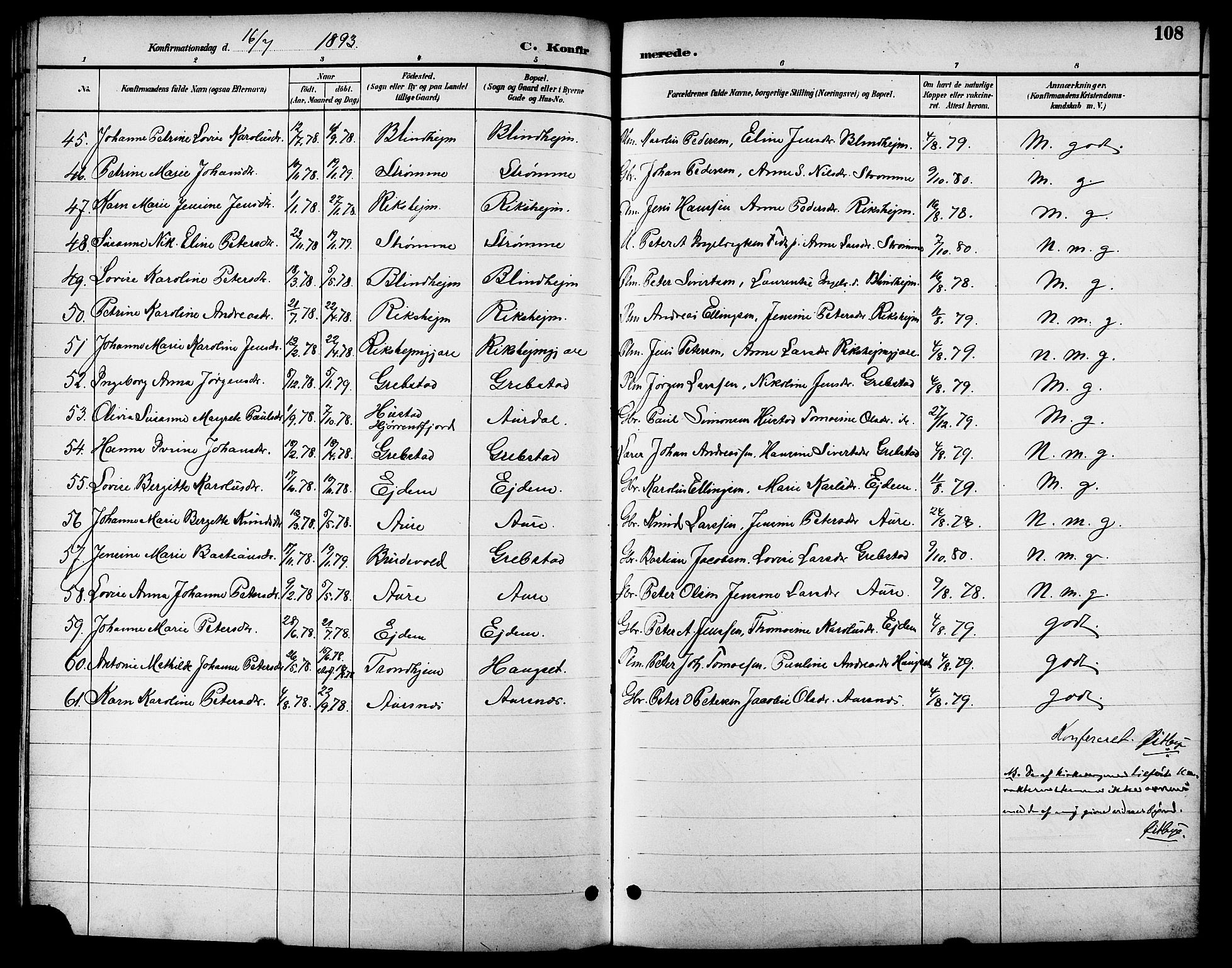 Ministerialprotokoller, klokkerbøker og fødselsregistre - Møre og Romsdal, SAT/A-1454/523/L0340: Klokkerbok nr. 523C03, 1892-1902, s. 108