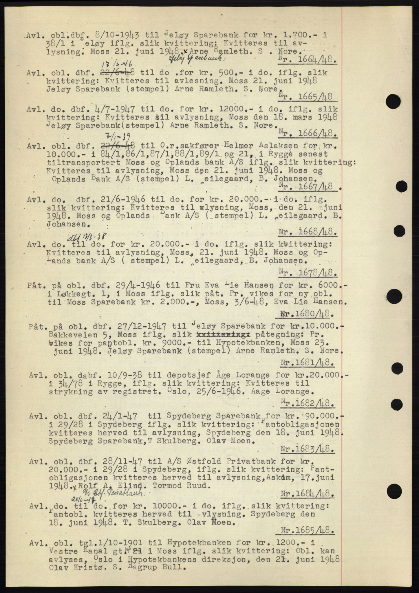 Moss sorenskriveri, SAO/A-10168: Pantebok nr. C10, 1938-1950, Dagboknr: 1664/1948