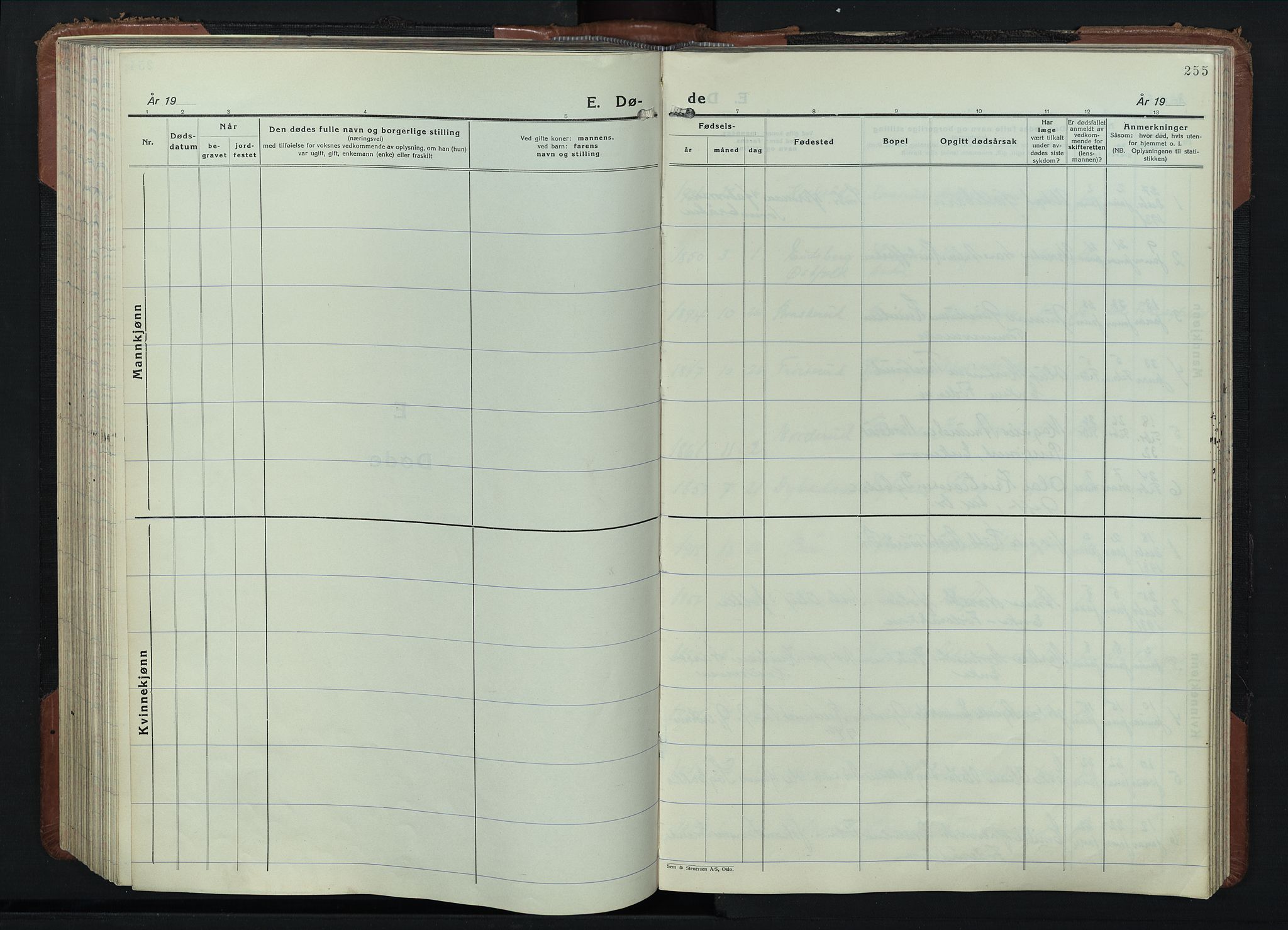 Våler prestekontor, Hedmark, AV/SAH-PREST-040/H/Ha/Hab/L0006: Klokkerbok nr. 6, 1932-1956, s. 255