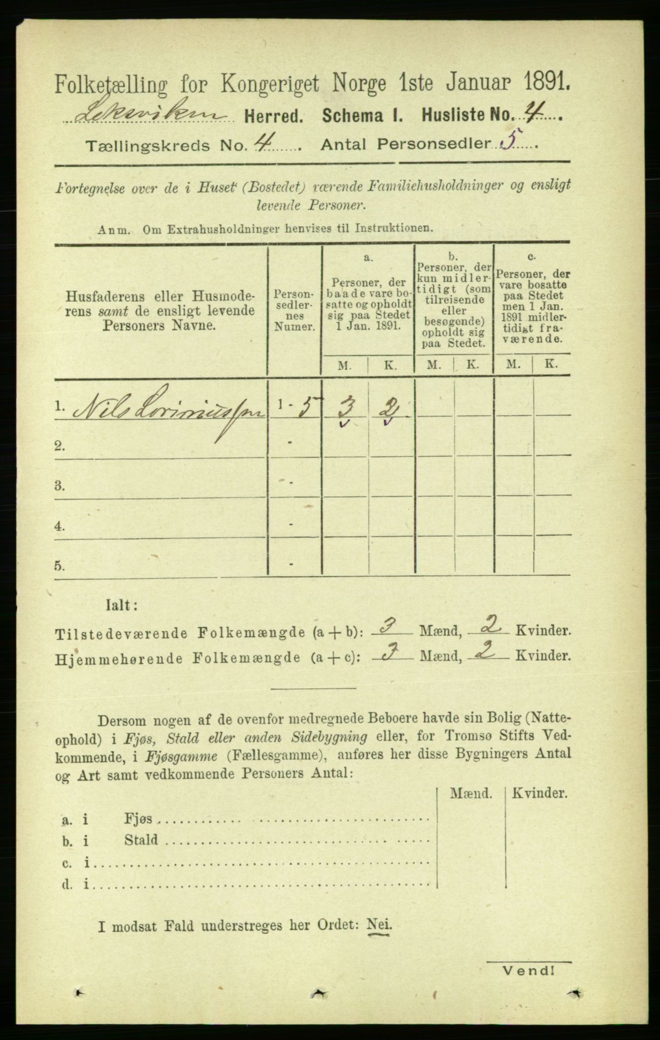 RA, Folketelling 1891 for 1718 Leksvik herred, 1891, s. 1830