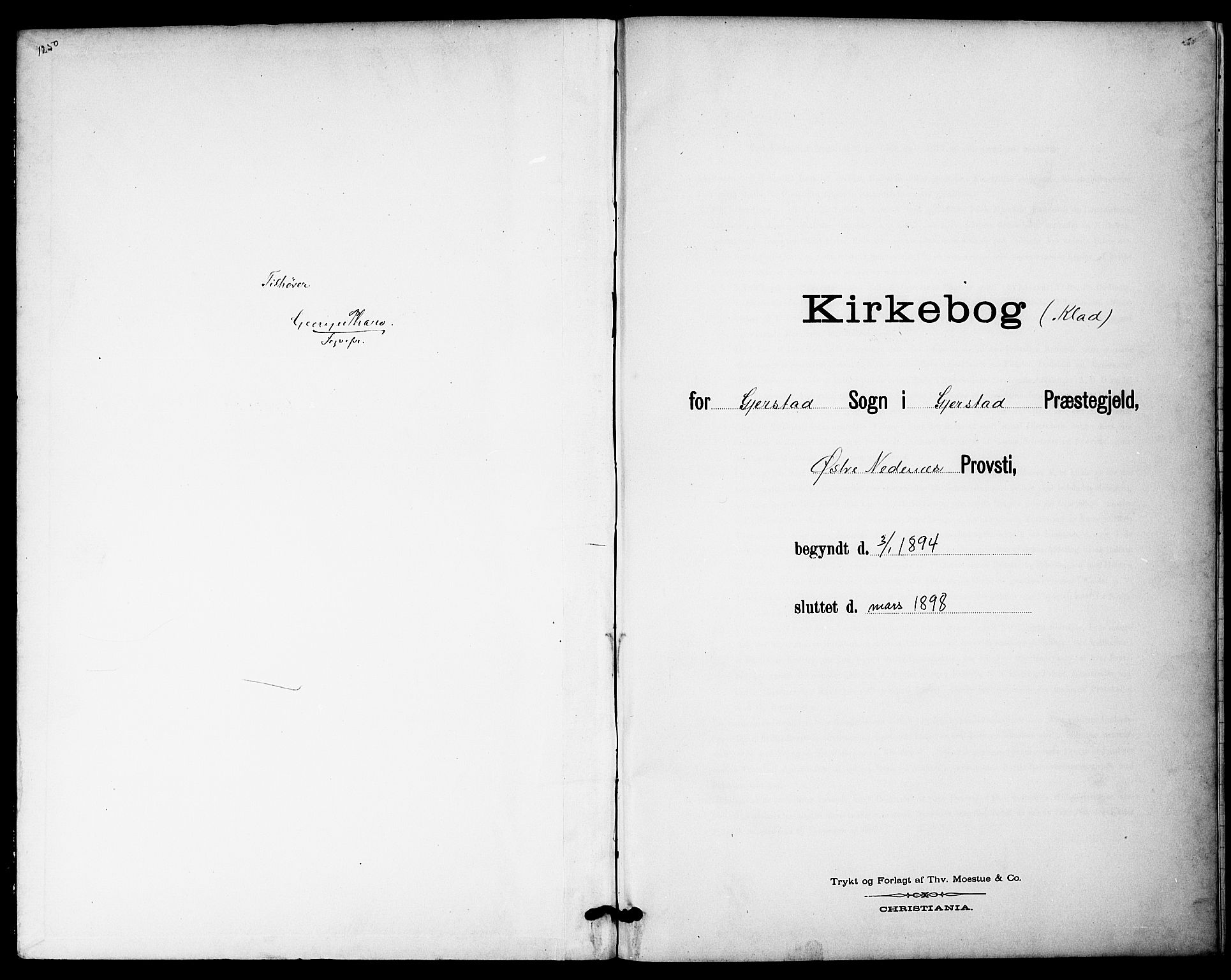 Gjerstad sokneprestkontor, AV/SAK-1111-0014/F/Fa/Fac/L0001: Kladd til kirkebok nr. A VI 1, 1894-1898