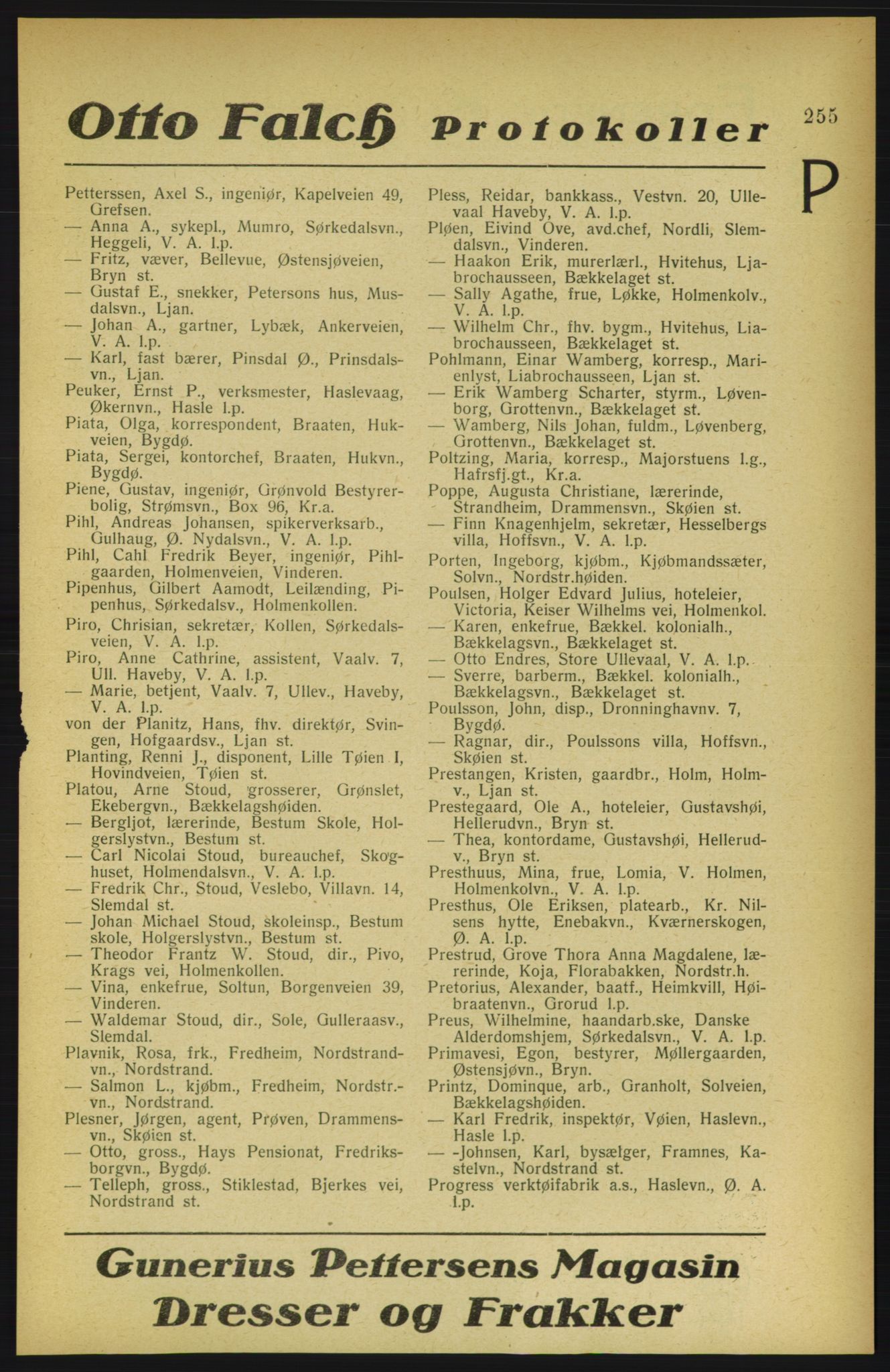Aker adressebok/adressekalender, PUBL/001/A/002: Akers adressekalender, 1922, s. 255