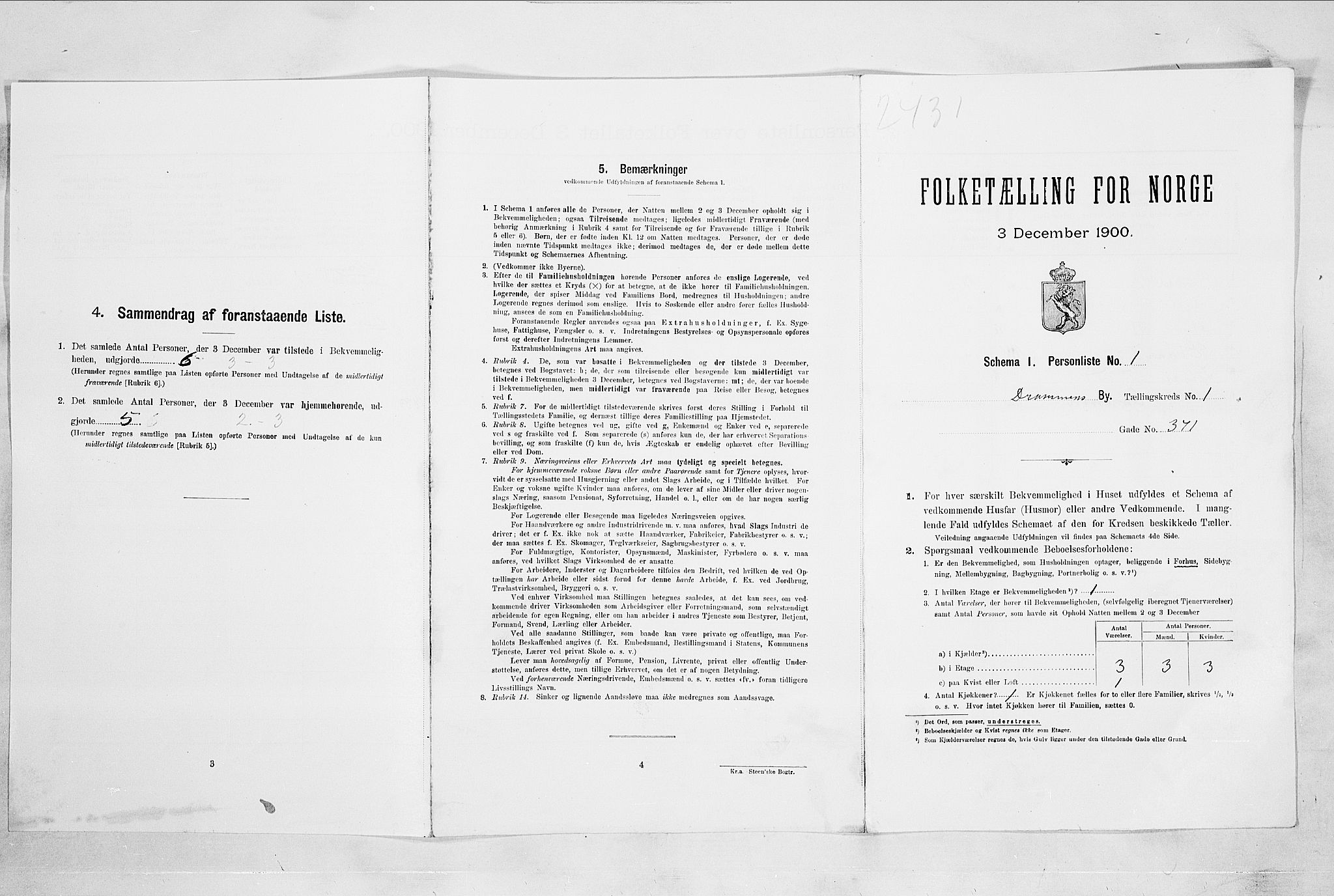 RA, Folketelling 1900 for 0602 Drammen kjøpstad, 1900, s. 464