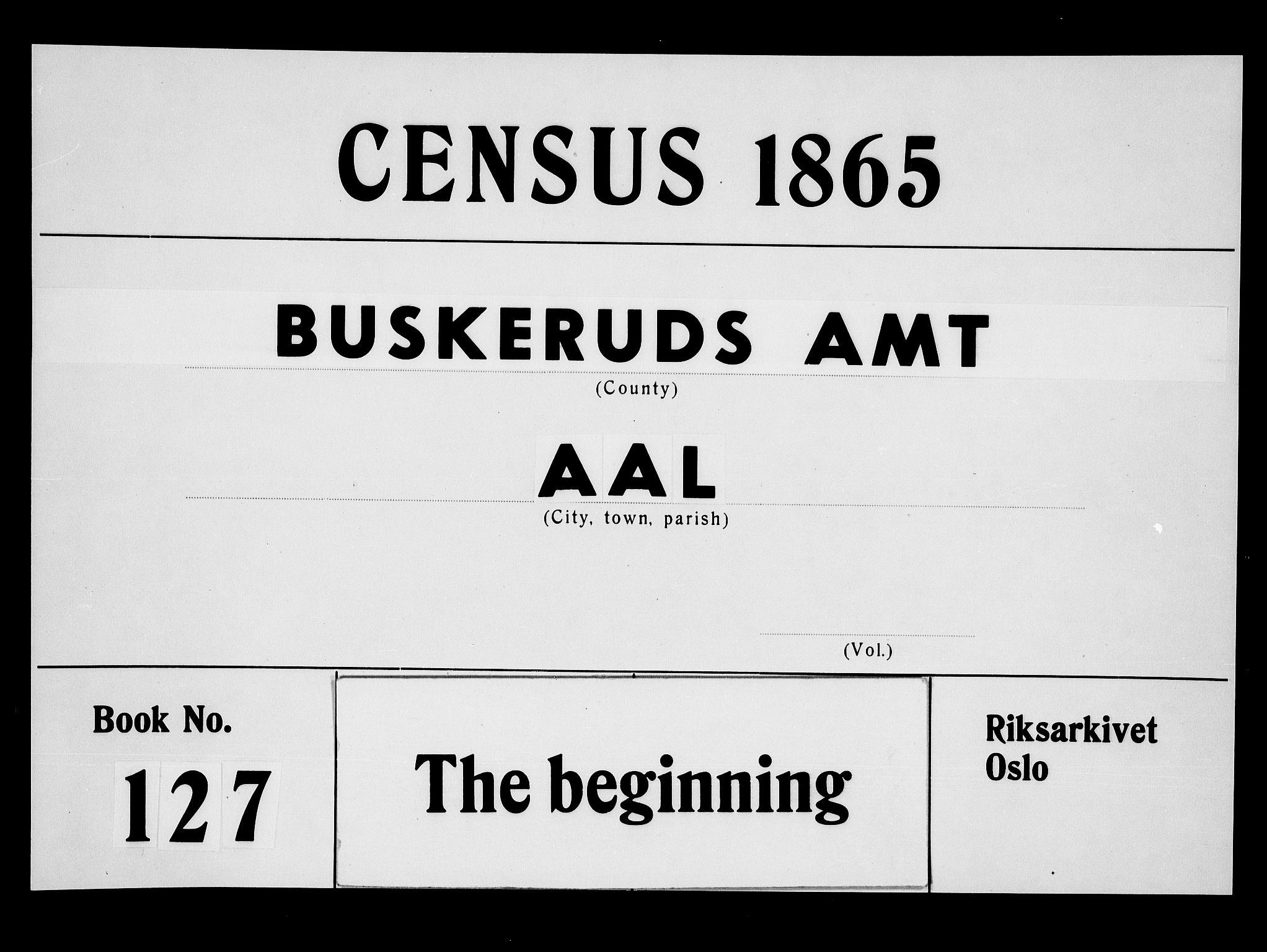 RA, Folketelling 1865 for 0619P Ål prestegjeld, 1865, s. 1