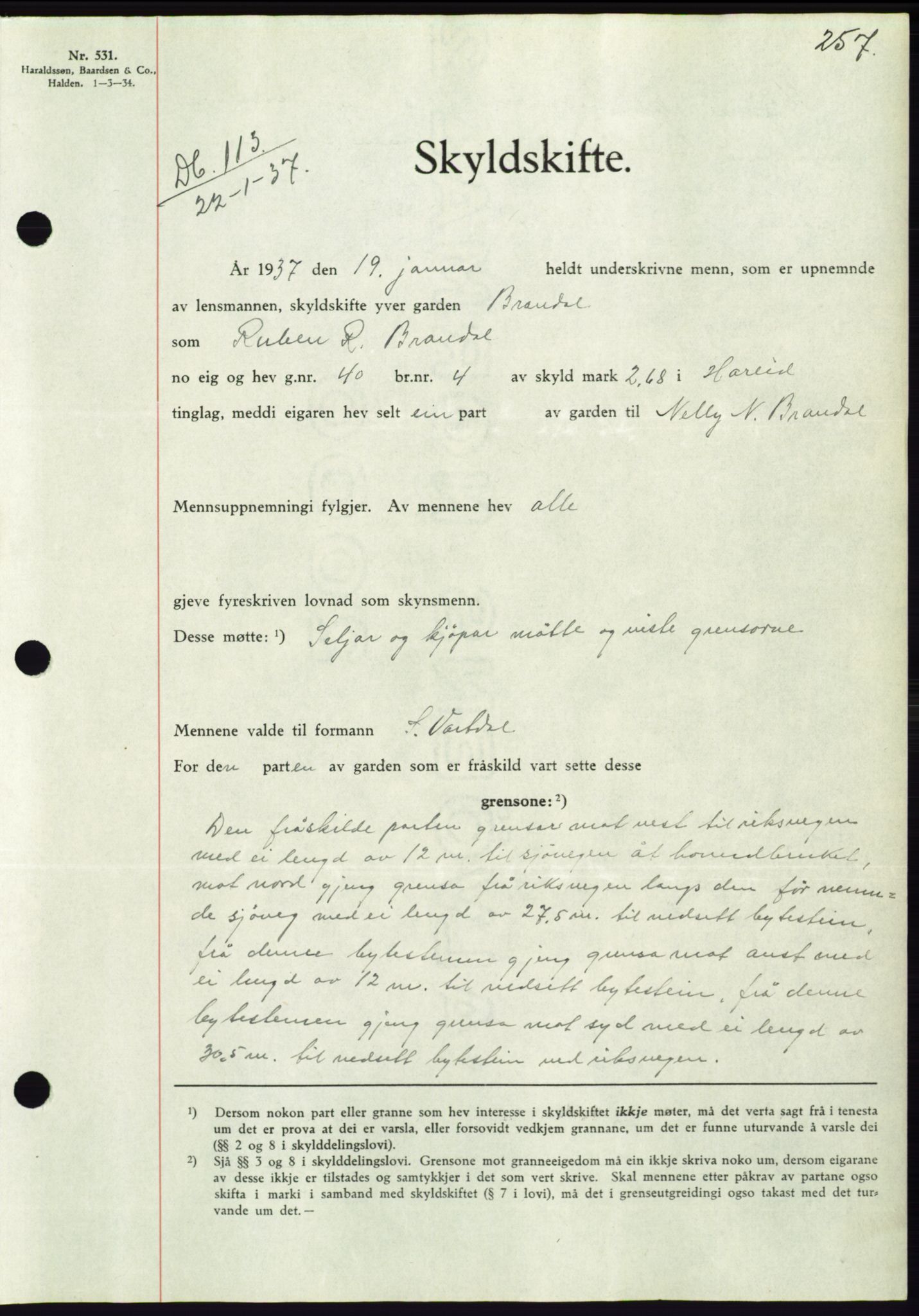 Søre Sunnmøre sorenskriveri, AV/SAT-A-4122/1/2/2C/L0062: Pantebok nr. 56, 1936-1937, Dagboknr: 113/1937